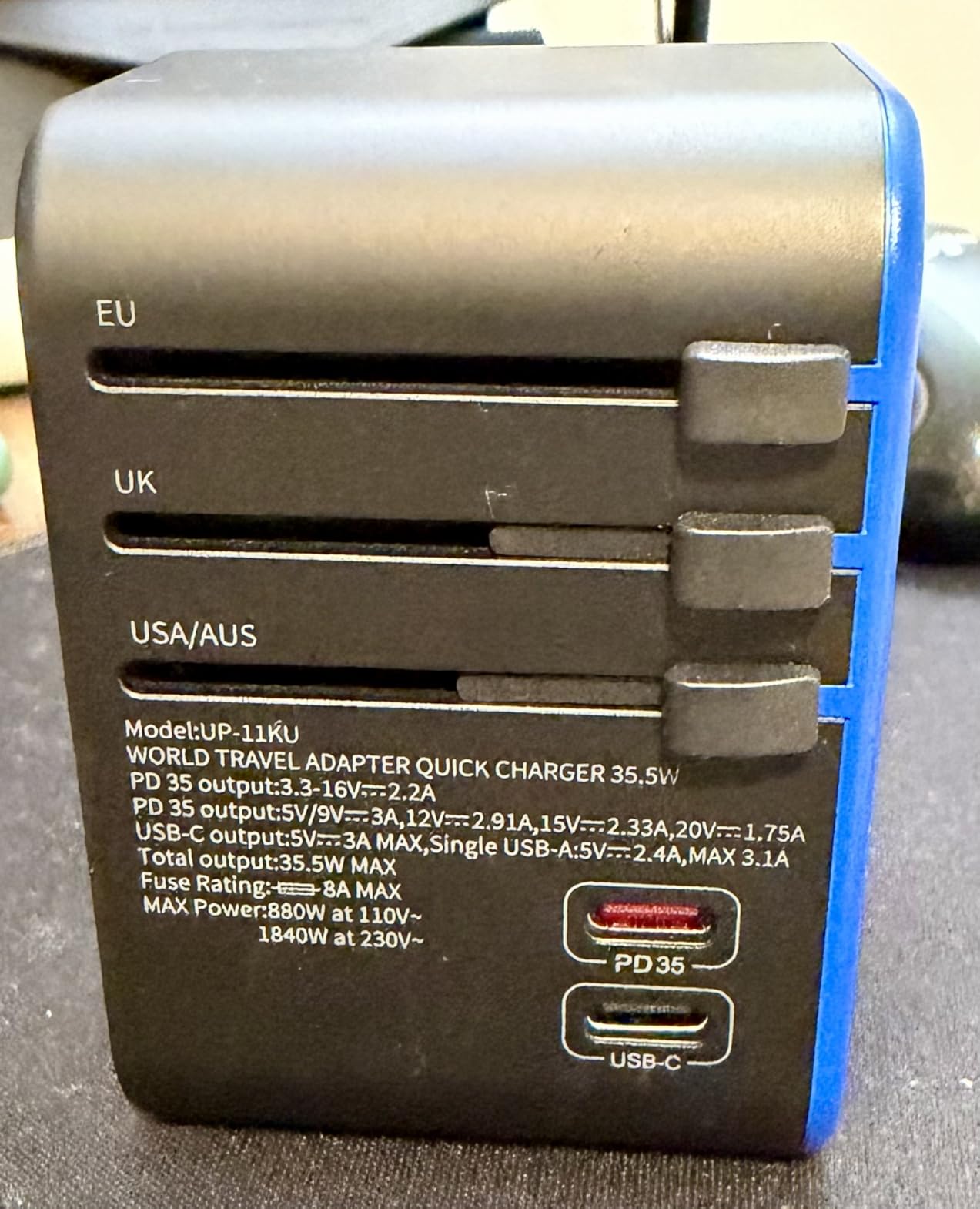 Ceptics 45W Universal Travel Adapter w/ 3 USB-A, 2 USB-C & Universal Input | International Power Adapter, Type A, C, G & I Plugs, Universal Socket for Global Compatibility, PD 45W Fast Charge customer photo 1