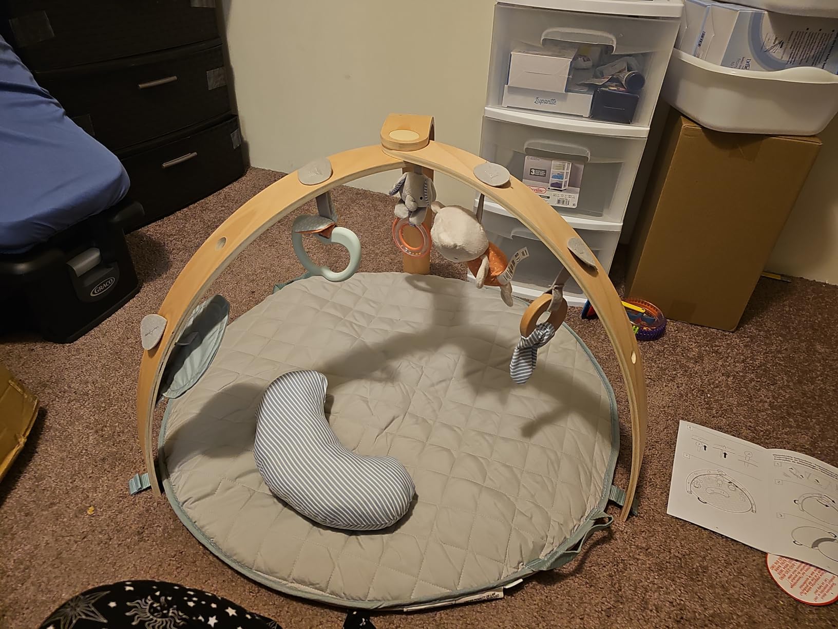 Ingenuity Cozy Spot Reversible Duvet Activity Gym & Play Mat with Wooden Toy bar - Loamy, Newborn and up customer photo 2