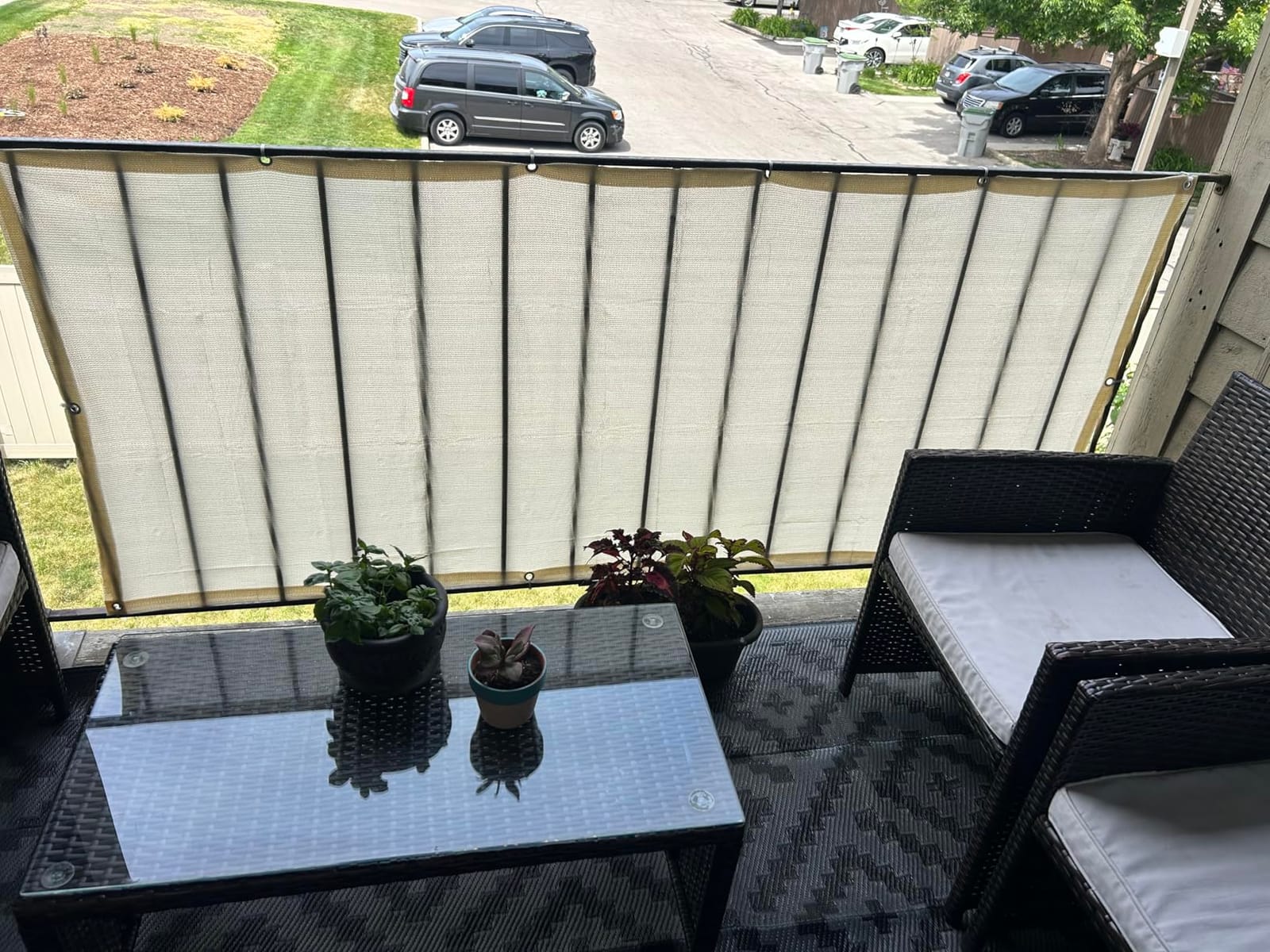 LOVE STORY 3' x 10' Balcony Privacy Screen Cover for Apartment, Dark Grey | HDPE Fabric, 95% UV Block, Fence Cover for Patio Deck, Railing Screen for Porch customer photo 1