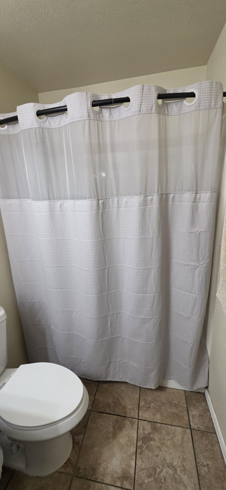 RiverDream Heavyweight Waffle No Hook Shower Curtain with Liner, White, 71x74 | Snap-in Liner, Heavy Duty, Hotel Grade, Mesh Top Window, With Bottom Magnets, Washable, Dotted Waffle, Standard Size customer photo 2