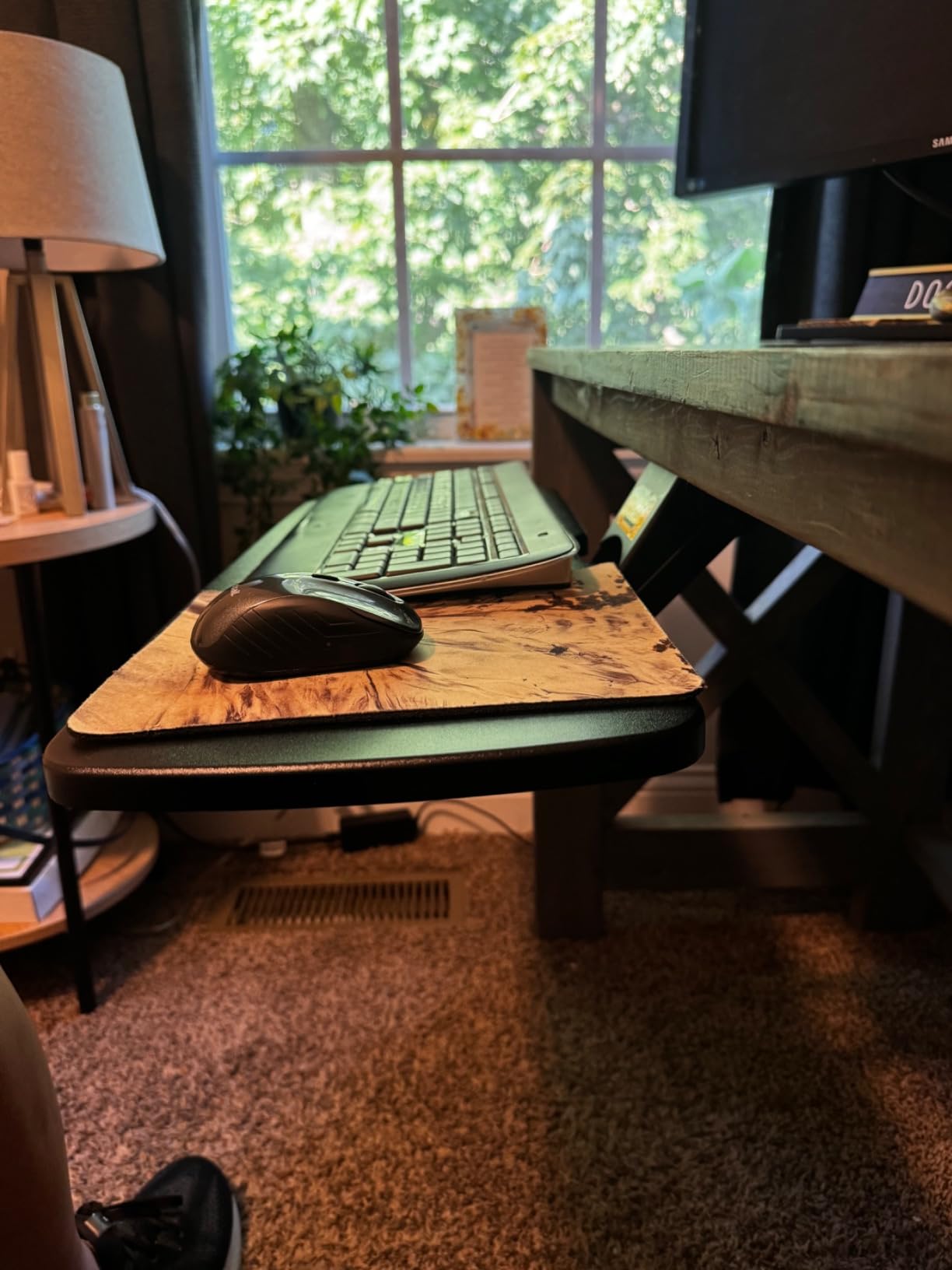 HUANUO Under Desk Keyboard Tray, 360 Degree Adjustable Mouse Platform | 25 x 9.84 inch tray, wrist rest, 6.3 inch height adjustment, slide-out design, tilt and swivel for typing comfort customer photo 1