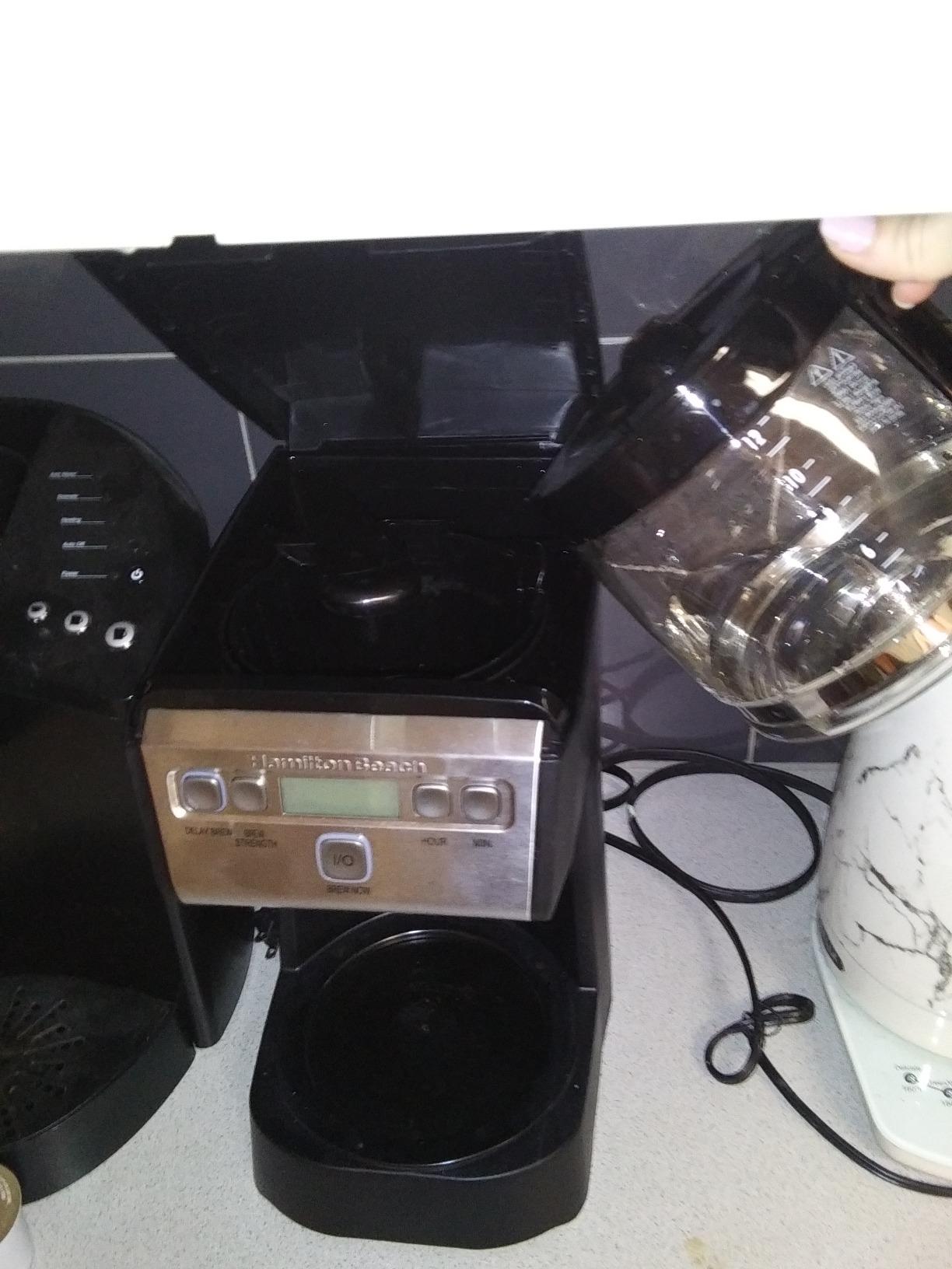 Hamilton Beach 12 Cup Compact Programmable Drip Coffee Maker, Space-Saving Design, Black with Stainless Steel Accents, 46200 customer photo 2
