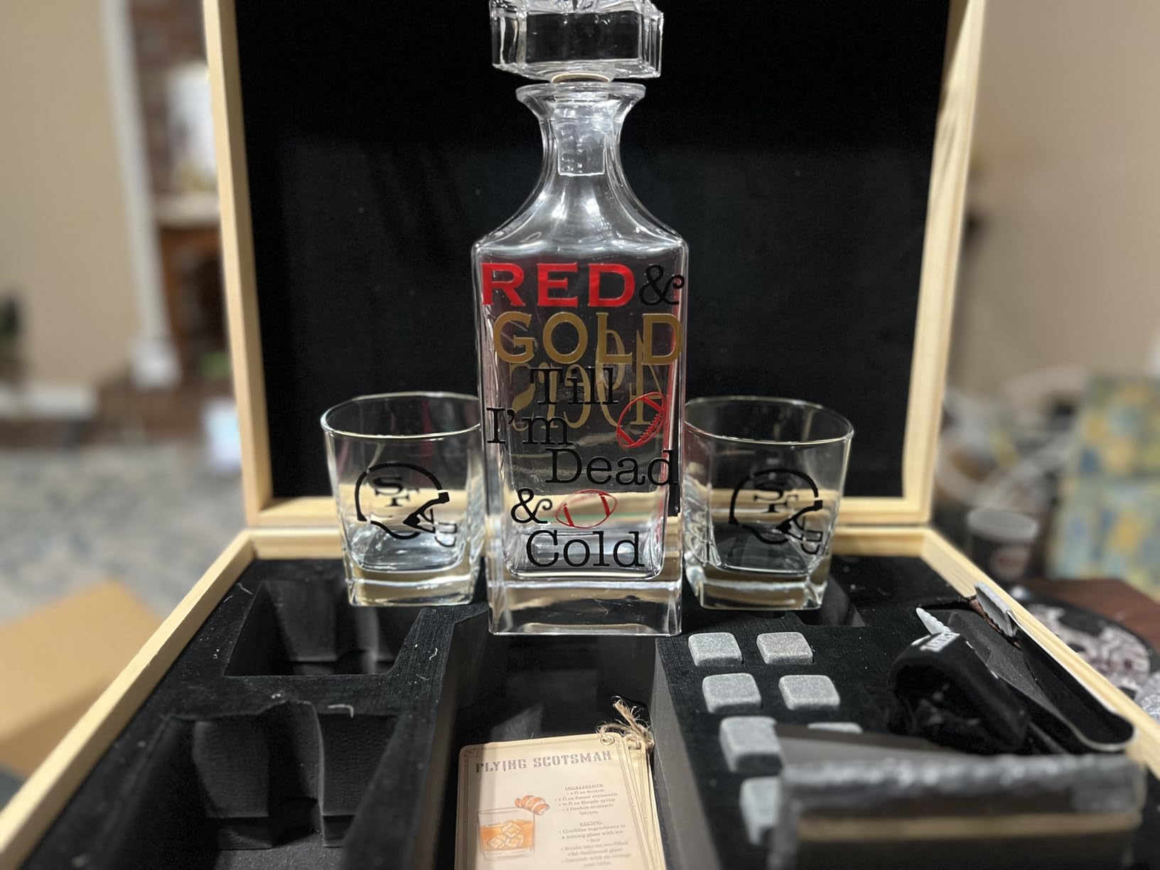 Whiskey Decanter Set for Men, Bourbon Decanter 24 oz with Glasses | Complete Gift with Chilling Stones, Coasters & Tongs - Liquor Gift for Husband, Dad & Boyfriend customer photo 2