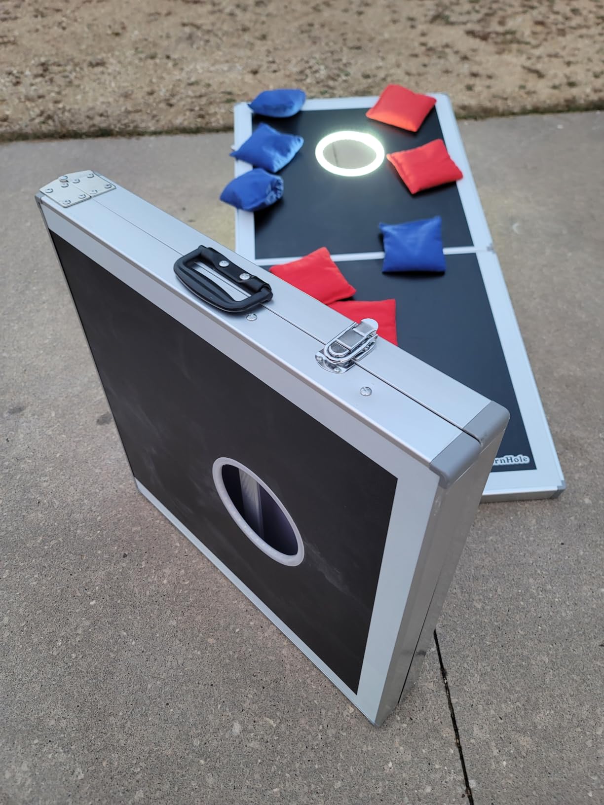 GoSports 4 x 2 ft Ultra Portable Cornhole Board Set - Choose LED Lights or Standard - Regulation Size Corn Hole Games for Adults, Perfect for Tailgating and Camping - Includes 8 Bean Bags & Rules customer photo 1