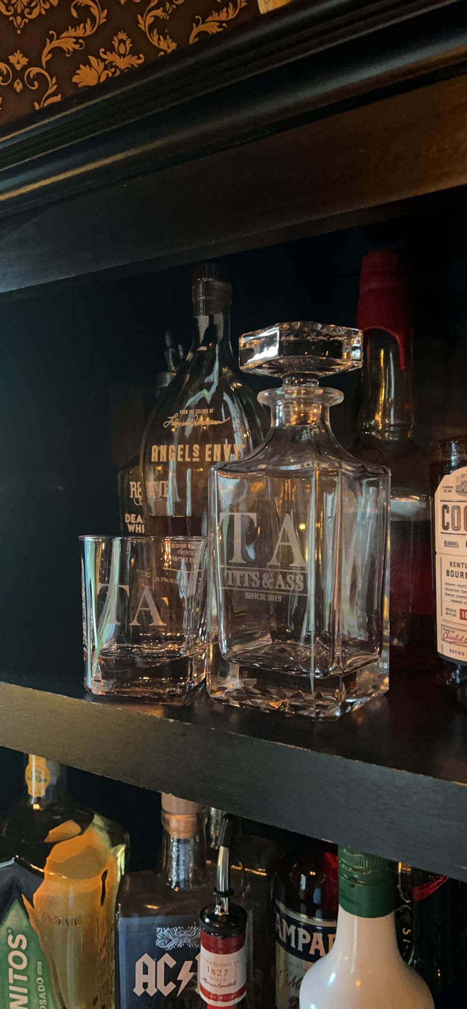Personalized 5 pc Whiskey Decanter Set - 9 Design Options - Limited Edition, Custom Liquor Decanter | 25 Oz, 750ml Liquor Decanter w/ 4pcs Whiskey Glass Set #1 customer photo 2