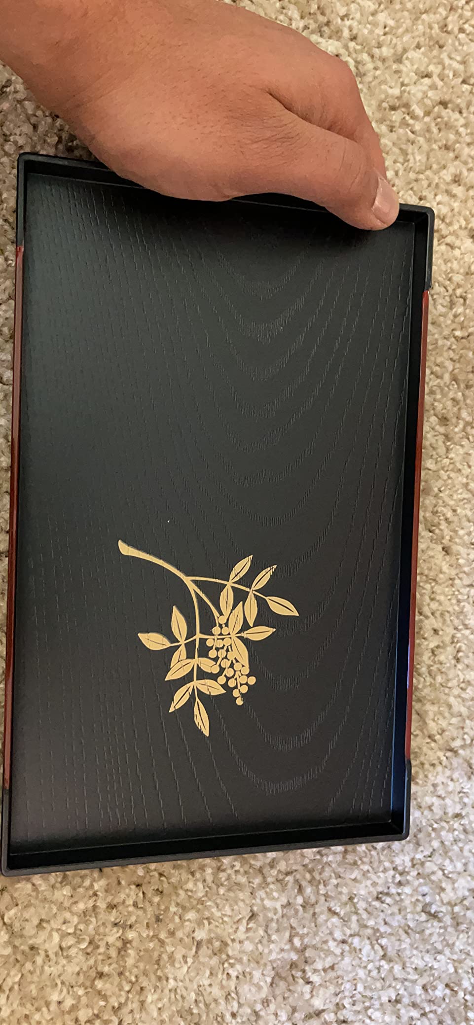 Tea Serving Tray, Japanese Style, Sakura Cherry Blossom and Nanten Sacred Bamboo, 10 x 6.3inches (Rectangle (Iris)) customer photo 1