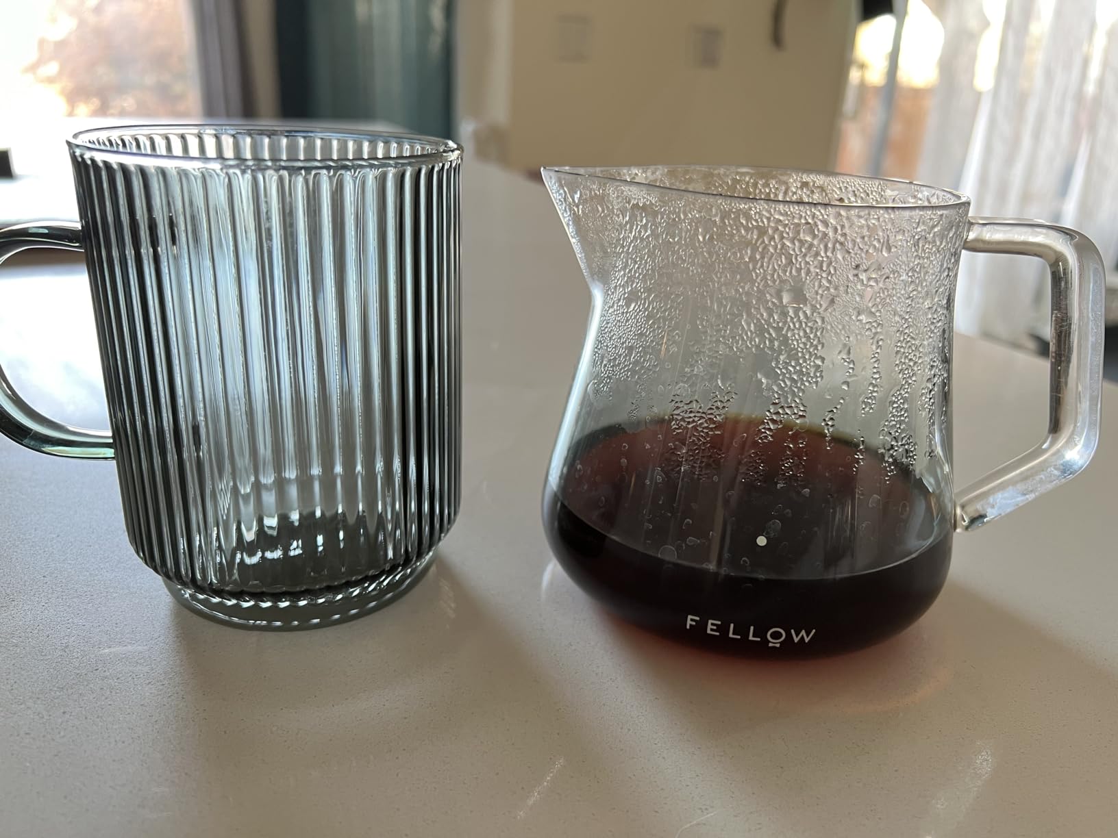Fellow Hand-Blown Glass Coffee Carafe, 16.9 oz Pour Over Server | Thick Borosilicate Decanter with No-Drip Spout, Tea Steeper, Coffee Pitcher, Firm-Grip Handle, 500 ml Clear, Microwave Safe customer photo 2