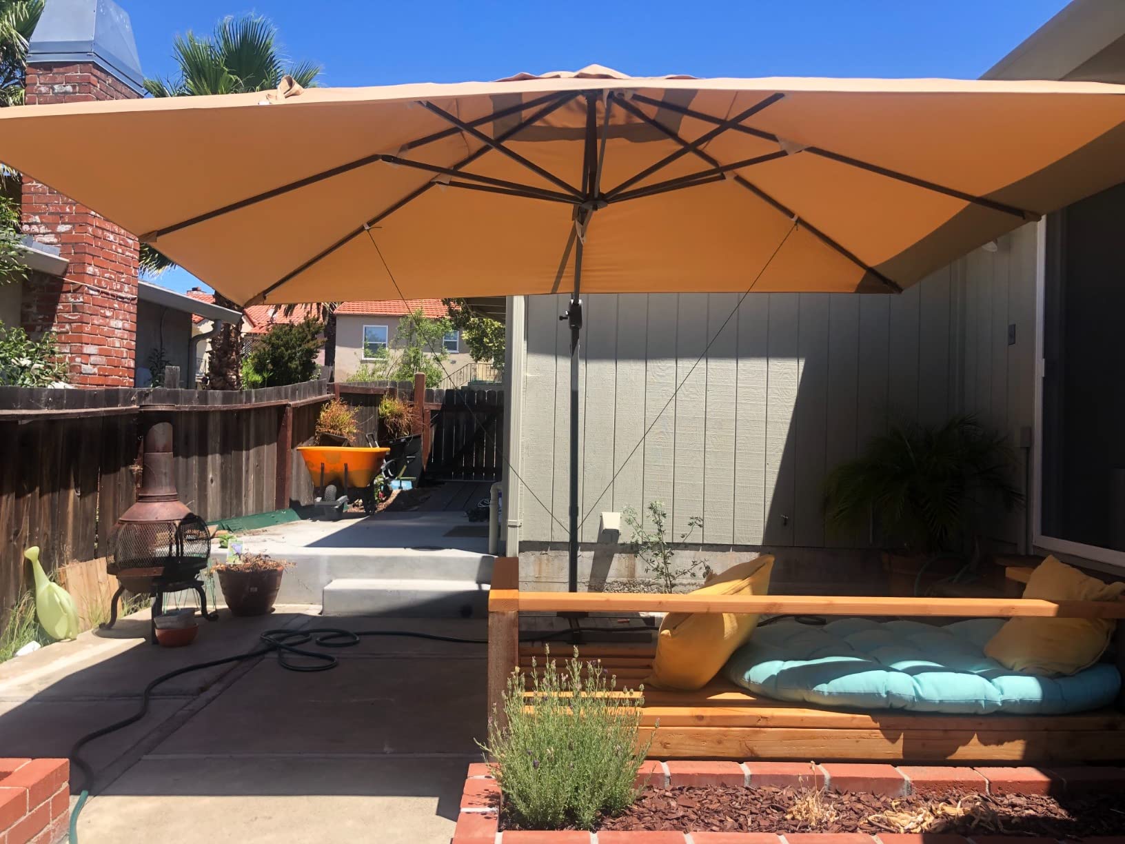 Sunnyglade 10x13Ft Cantilever Patio Umbrella Rectangular Deluxe Offset Tan | 360°Rotation Offset Patio Umbrella UV-Resistant Waterproof 4-Level Tilt customer photo 1