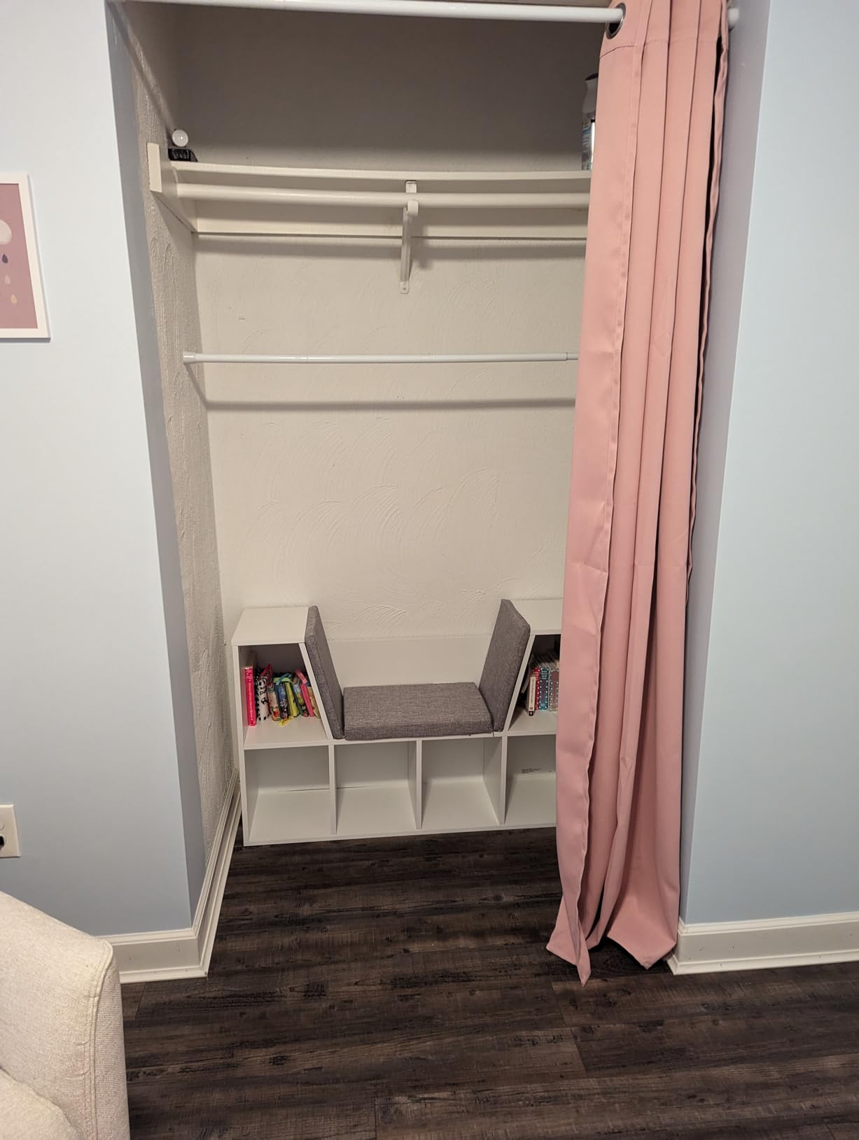 Costzon Kids Bookshelf with Reading Nook, 6 Cubby Bookcase with Soft Seat Cushion, Wooden Toy Storage Organizer with Bench, Book Shelf for Kids Room, Playroom, Nursery, Daycare customer photo 1