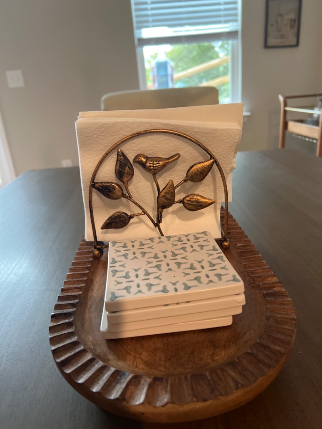 Cast Iron Bird & Tree Classic Napkin Holder/Tabletop Freestanding Tissue Dispenser, Rustic Green customer photo 2