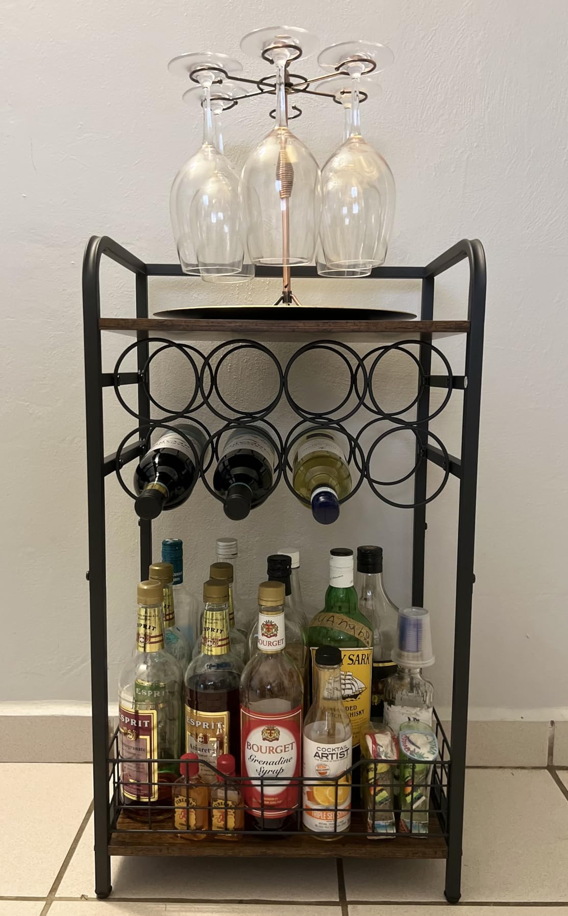 GeLive Bronze Wine Glass Holder Stand, Antiqued Countertop Freestanding Stemware Drying Rack, Artistic Tabletop Glass Display Hanger With 6 Hooks for Home and Bar Storage customer photo 2
