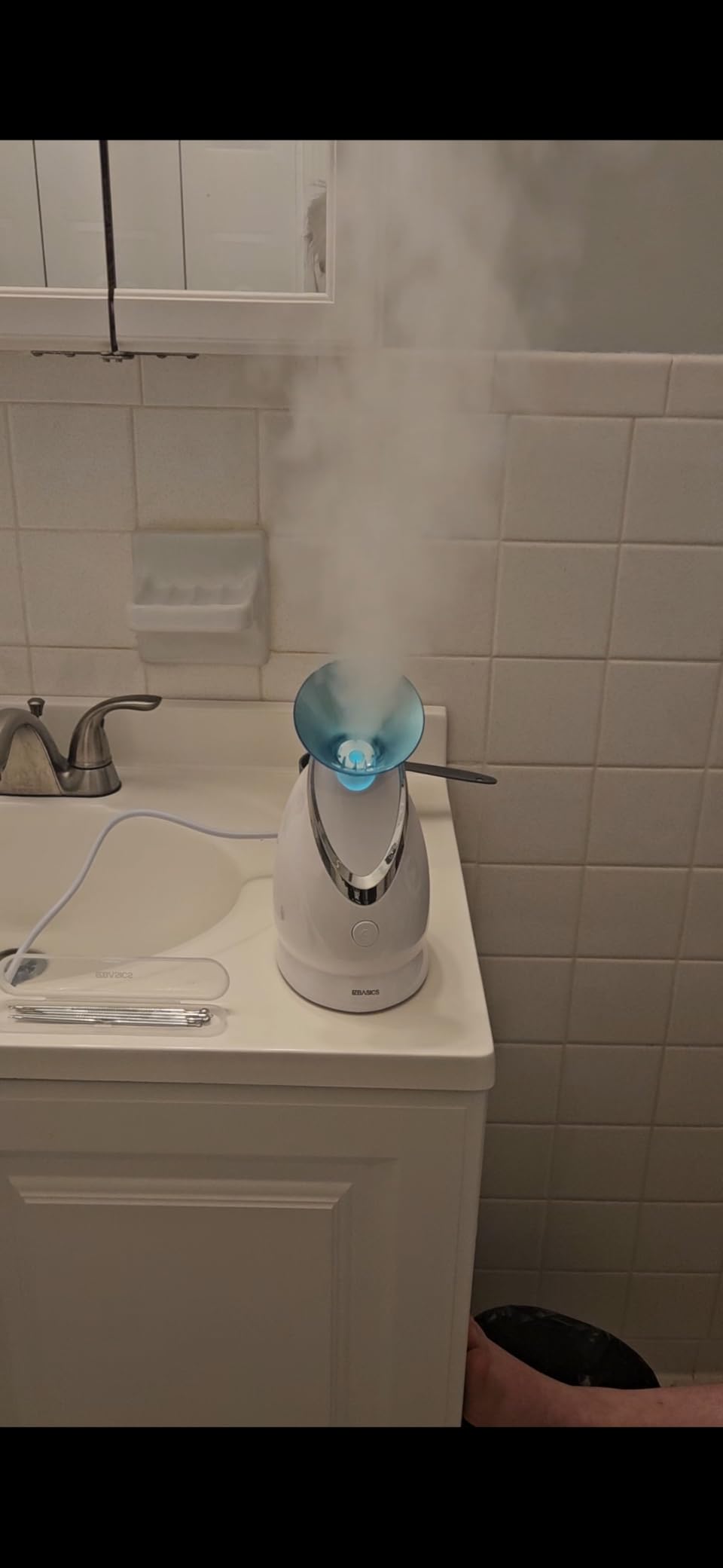 EZBASICS Facial Steamer, Nano Ionic Warm Mist for Facial Deep Cleaning Blue customer photo 1