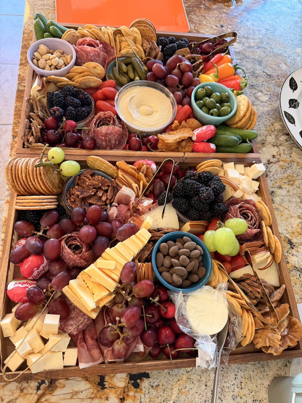 Acacia Wood Serving Tray with Handles (17 Inches) - Decorative Serving Trays Platter for Breakfast in Bed, Lunch, Dinner, Appetizers, Patio, Ottoman, Coffee Table, BBQ, Party customer photo 2