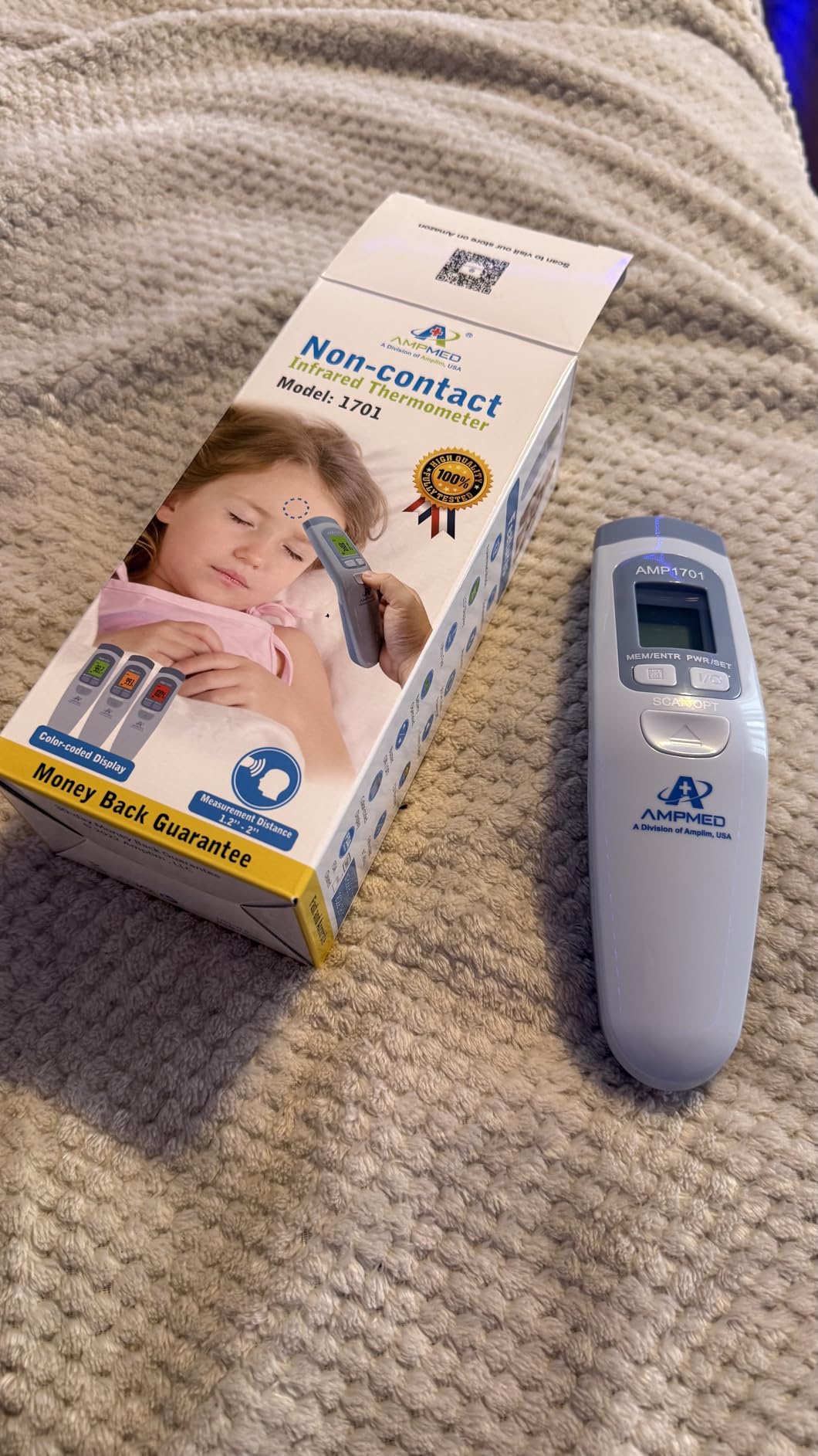 Ampmed Digital Infrared Forehead Thermometer for Adults & Kids Fever | medical grade contactless, noncontact, no touch temporal monitor for babies customer photo 2