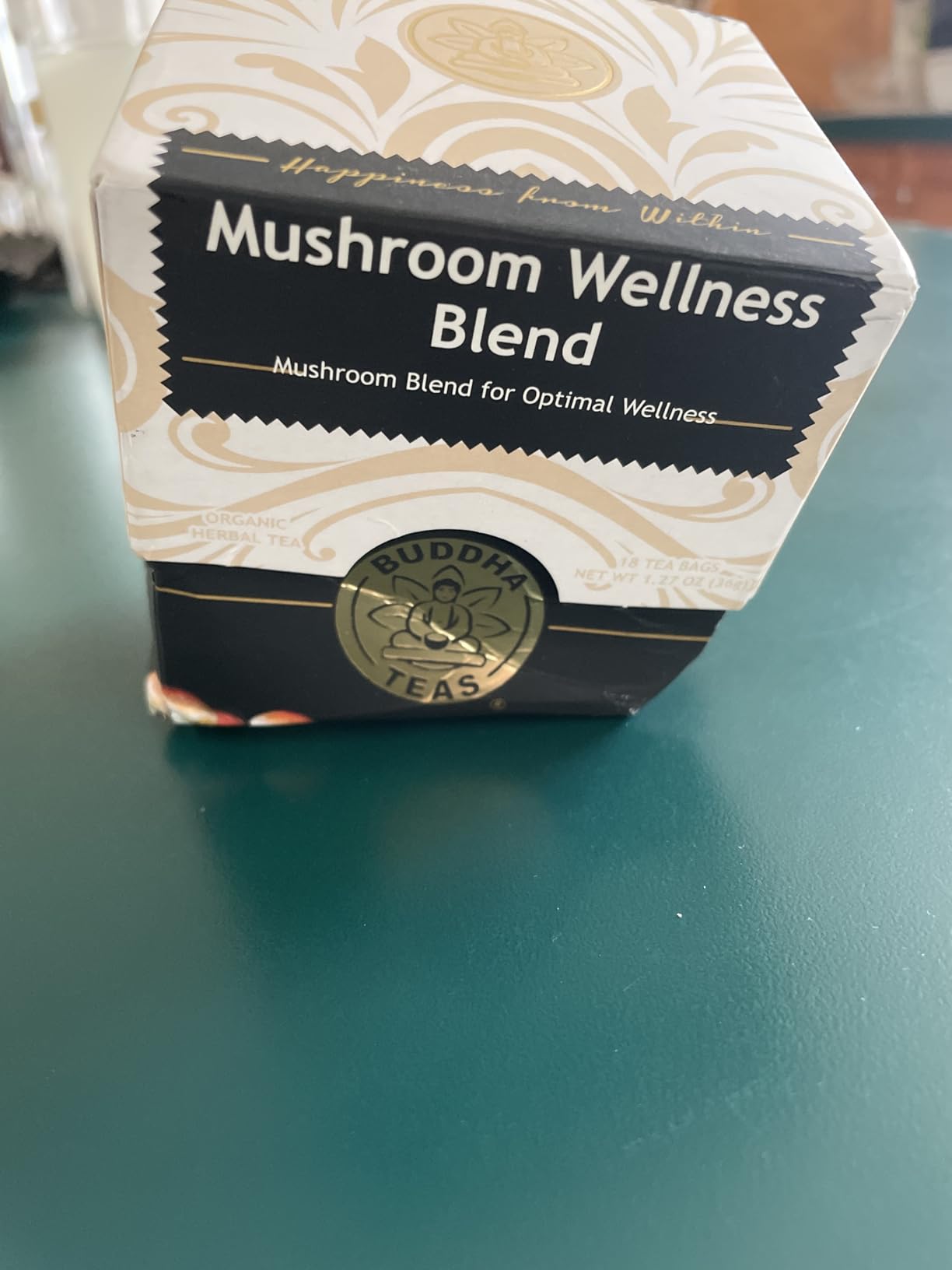 Buddha Teas Organic Mushroom Wellness Blend - Herbal Tea, Caffeine Free | 18 ct. Microplastic Free. Earthy and savory with smooth herbal notes. customer photo 1