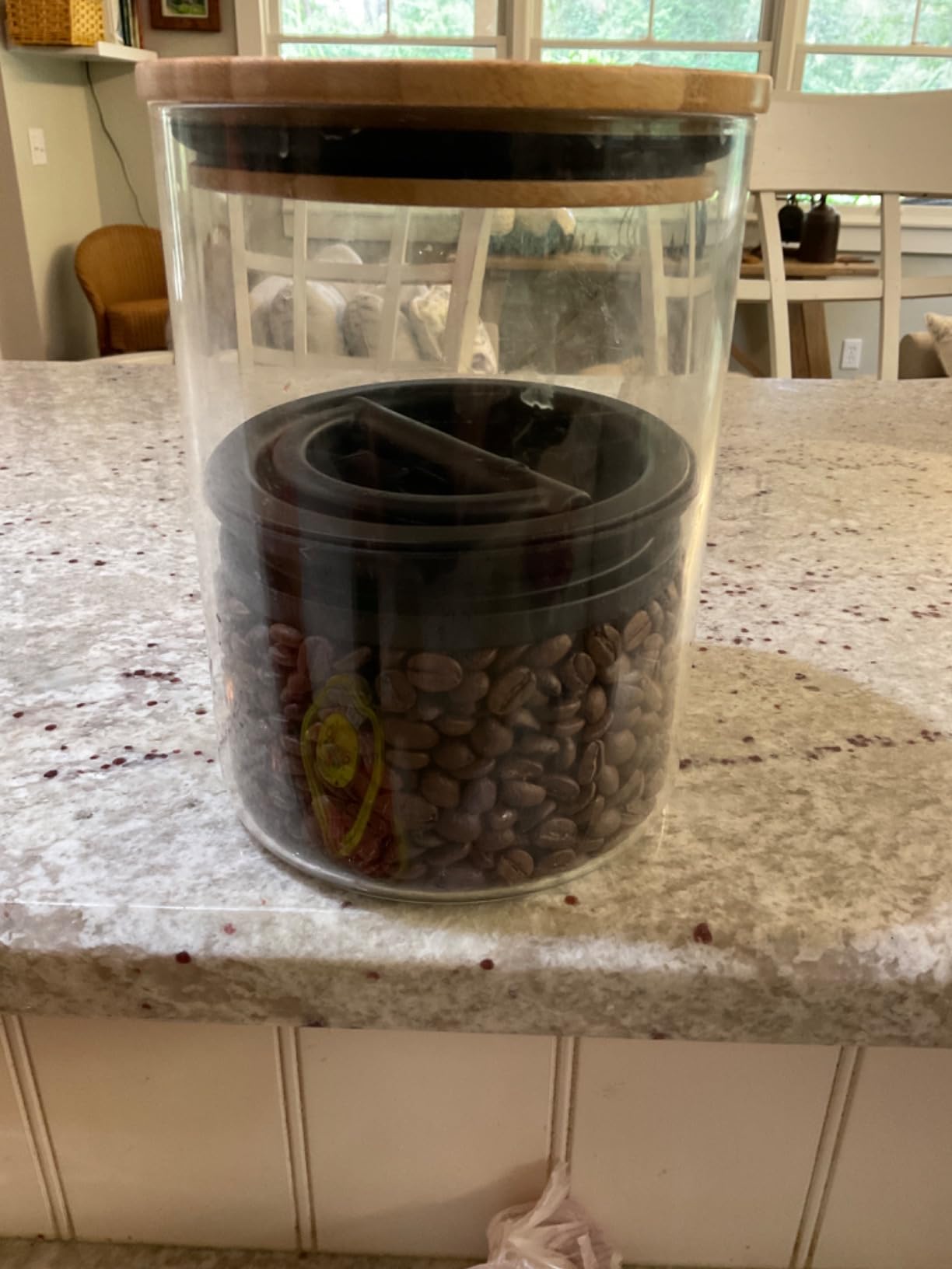 AirScape Planetary Design Borosilicate Glass Coffee Canister, Food Storage | Glass Storage With US Patented Airless Inner Lid & Bamboo Top Lid - Preserves Food Freshness (Medium 7-Inch) customer photo 2