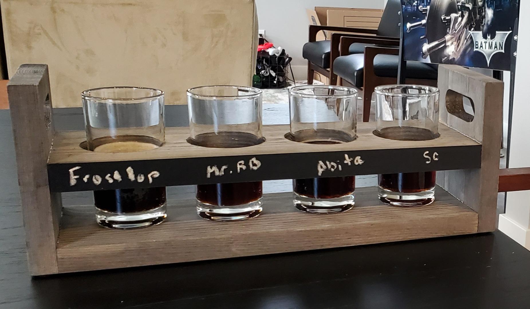 MyGift Beer Flight Sampler Tray Set of 2 Gray Wood Tasting Paddle Caddy | Includes Chalkboard Labels, Four Tasting Glasses, Entertaining Essential, Beverage Sampling, Rustic Bar Décor customer photo 1