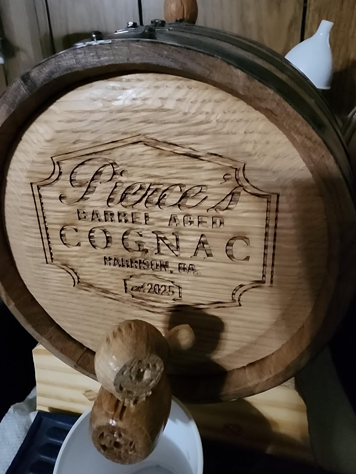 2 Liter Personalized American White Oak Whiskey Aging Barrel | Custom Engraved Bourbon & Cocktail Wooden Barrel, Liquor Dispenser with Stand, For Home Bar & Whiskey Enthusiasts, P5 customer photo 2