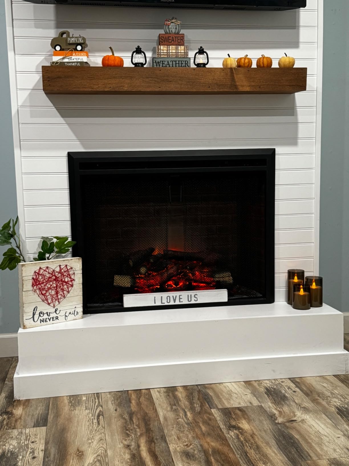 PuraFlame Klaus Electric Fireplace Insert with Fire Crackling Sound, Glass Door and Mesh Screen, 750/1500W, Black, 33 1/16 Inches Wide, 25 9/16 Inches High customer photo 1