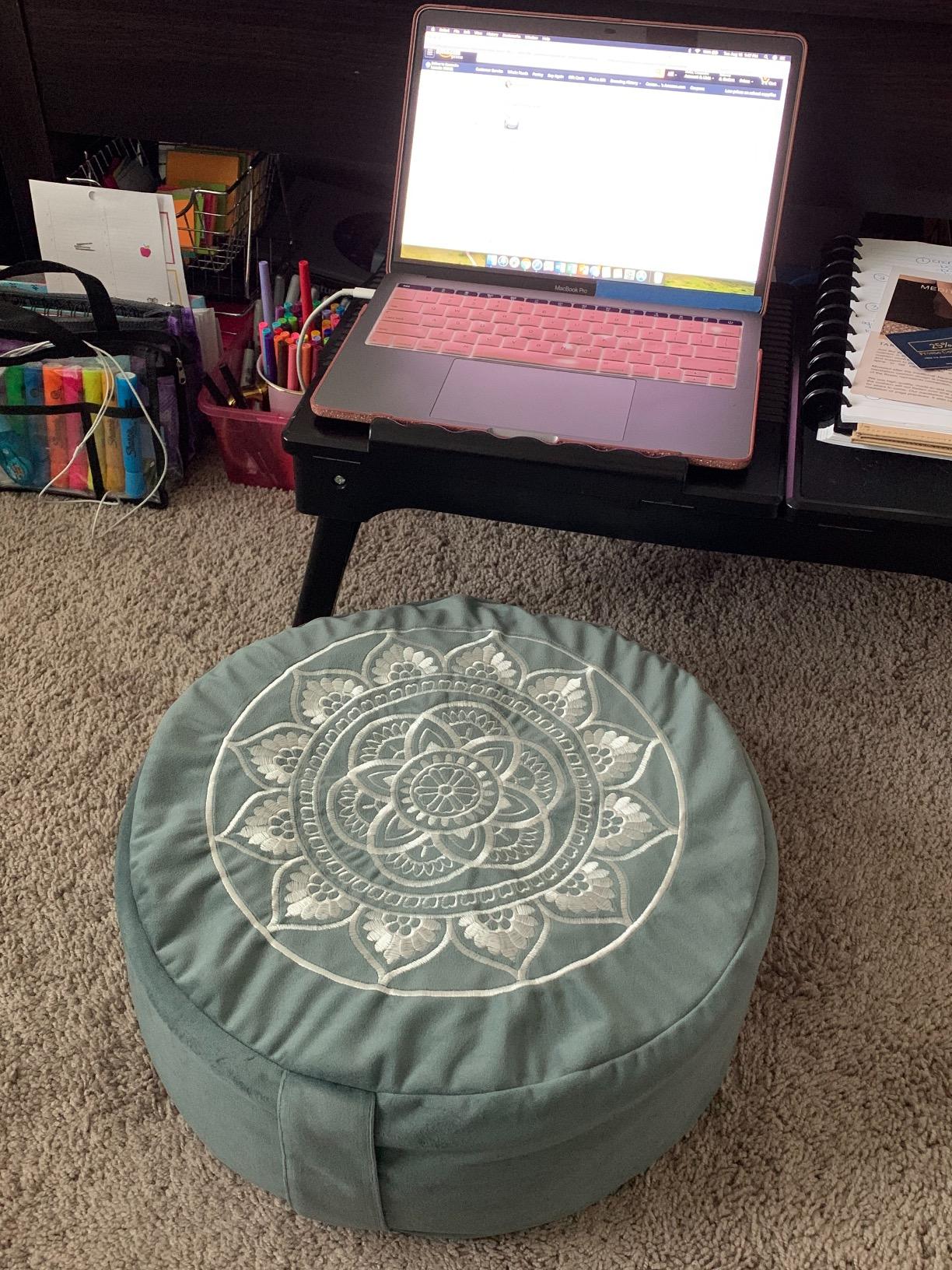 Florensi Meditation Cushion Velvet Floor Pillow with Buckwheat Fill, Buckwheat-filled meditation cushion with soft velvet cover for supportive seating during meditation and yoga customer photo 2