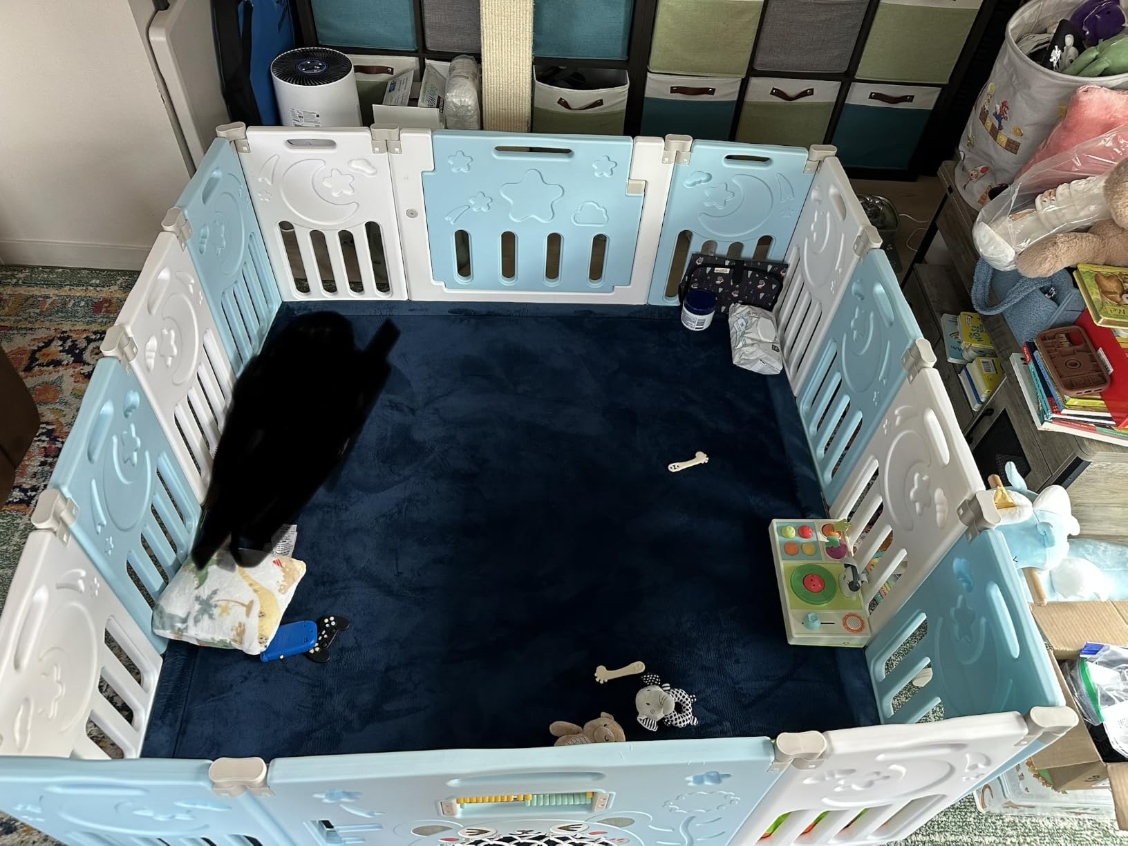 Dripex Baby Playpen, 14-Panel Foldable Playard for Toddlers 6-36 Months, Adjustable & Portable Indoor Outdoor Safety Play Area with Anti-Pinch Design, Game Panel and Safety Gate, Grey White customer photo 1