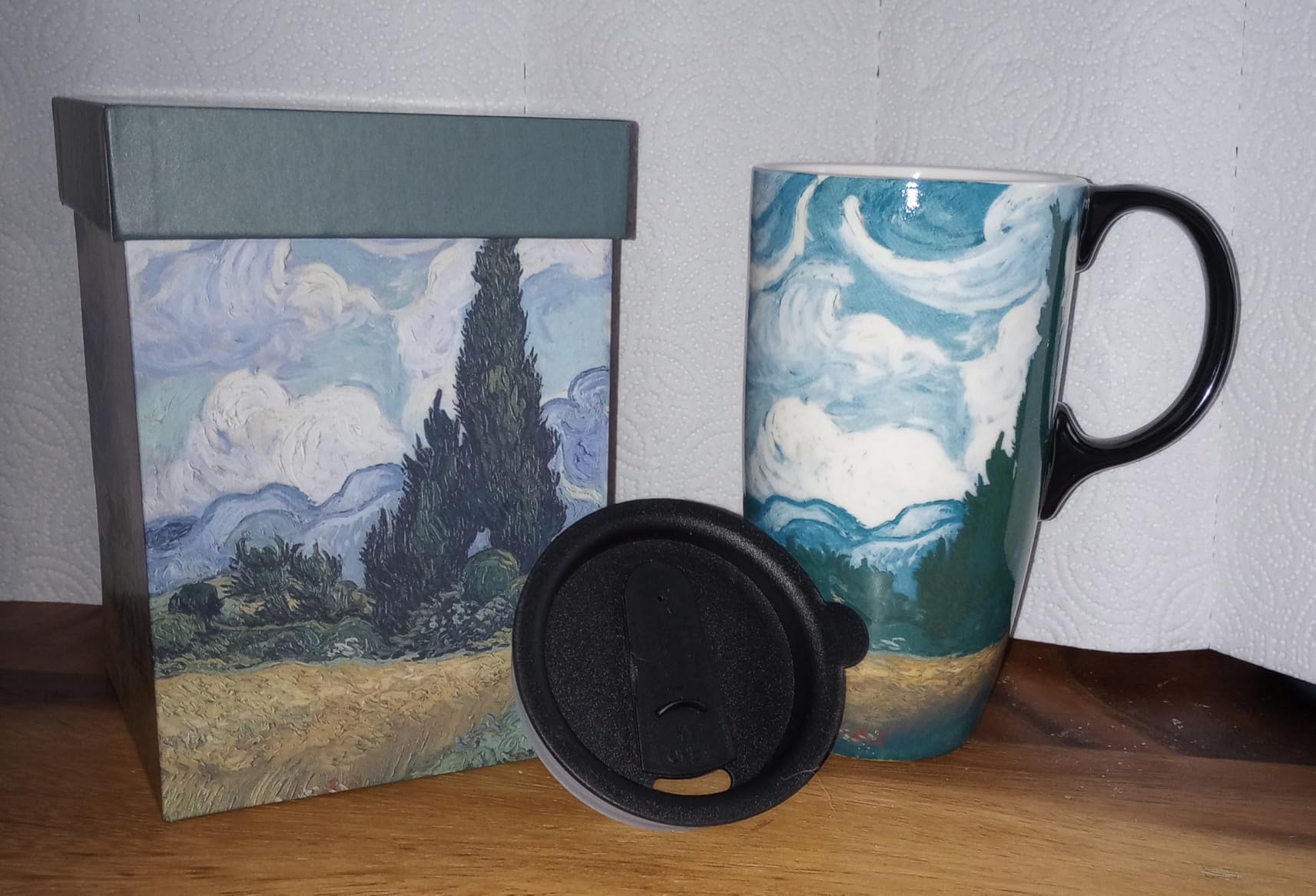 Topadorn 17oz Ceramic Travel Mug with Lid, Hokusai Great Wave Coffee Mug | Ocean Wave Art Ceramic Coffee Mug, Dishwasher Safe Coffee Cup for Home Office Commute with Gift Box customer photo 2