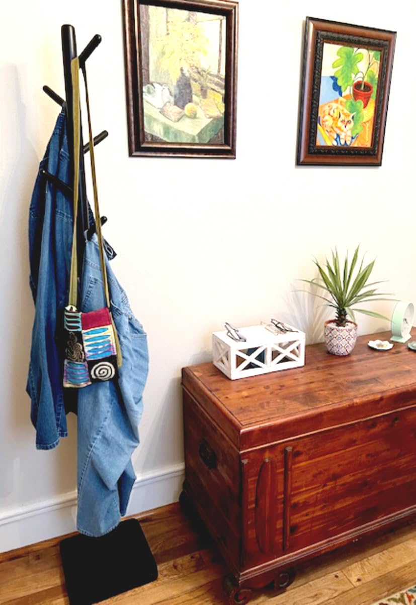 VASAGLE Solid Wood Coat Rack, Free Standing, 8 Hooks, 3 Height Options | Hall Coat Tree, Rubber Wood Pole, Coats, Hats, Bags, Purses, Entryway, Hallway, Caramel Brown, ANDI Collection URCR010W01 customer photo 2