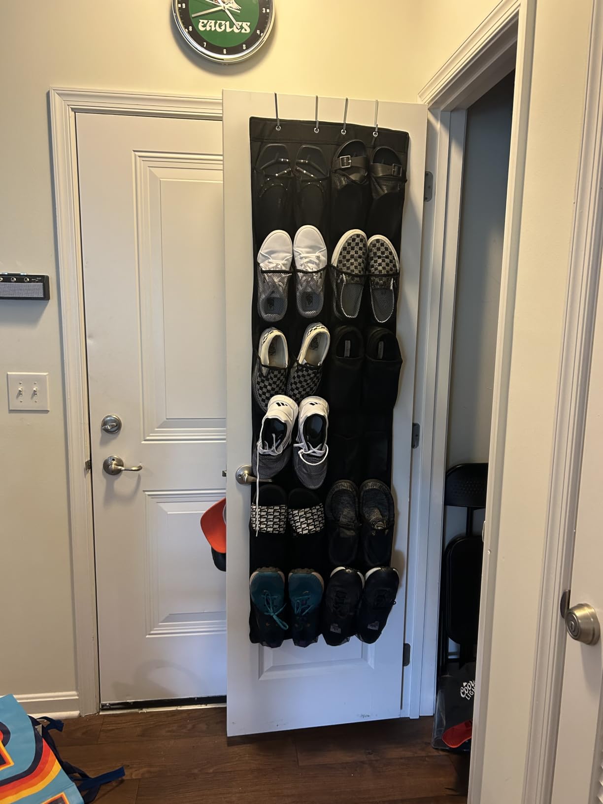 GORILLA GRIP Over the Door Shoe Organizer, 24 Large Pockets, Black customer photo 2