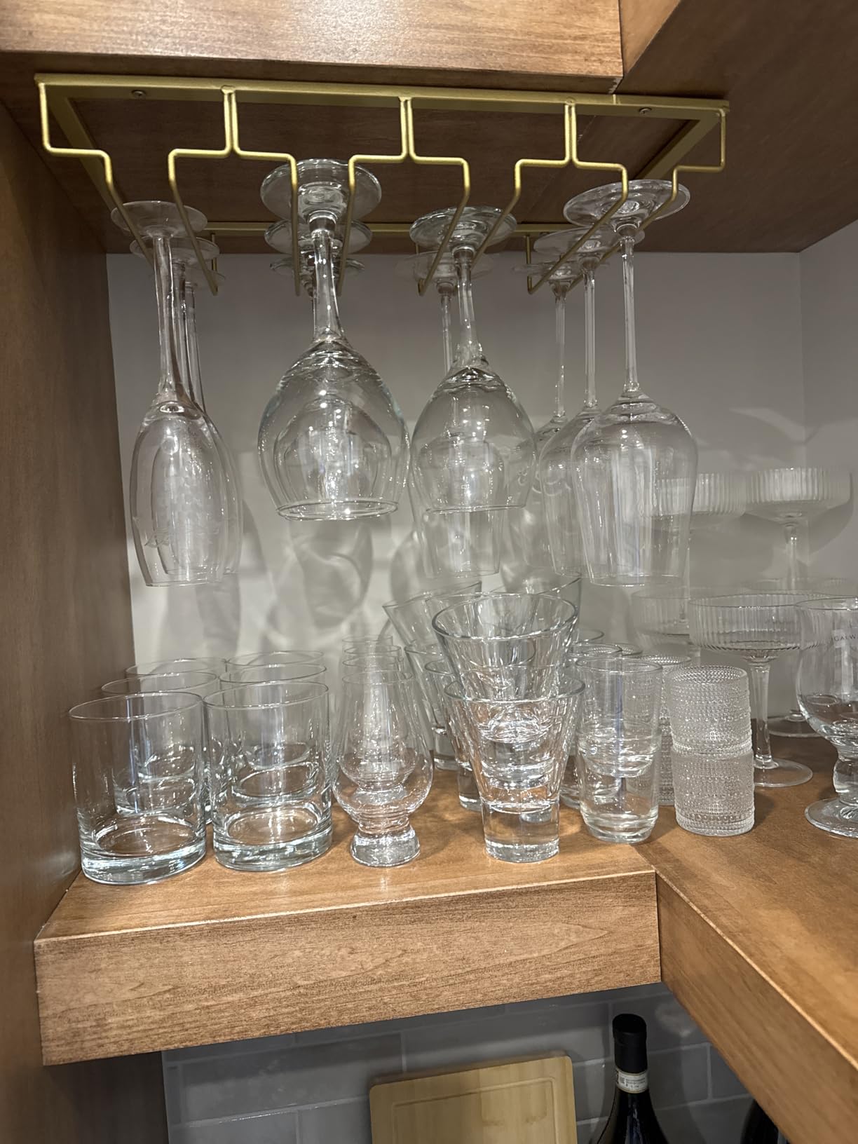 Nuovoware Wine Glass Rack, 3 Rows, Gold | Under Cabinet Stemware, Wine Glass Hanger Rack Holder, for Bar Kitchen Cabinet customer photo 1
