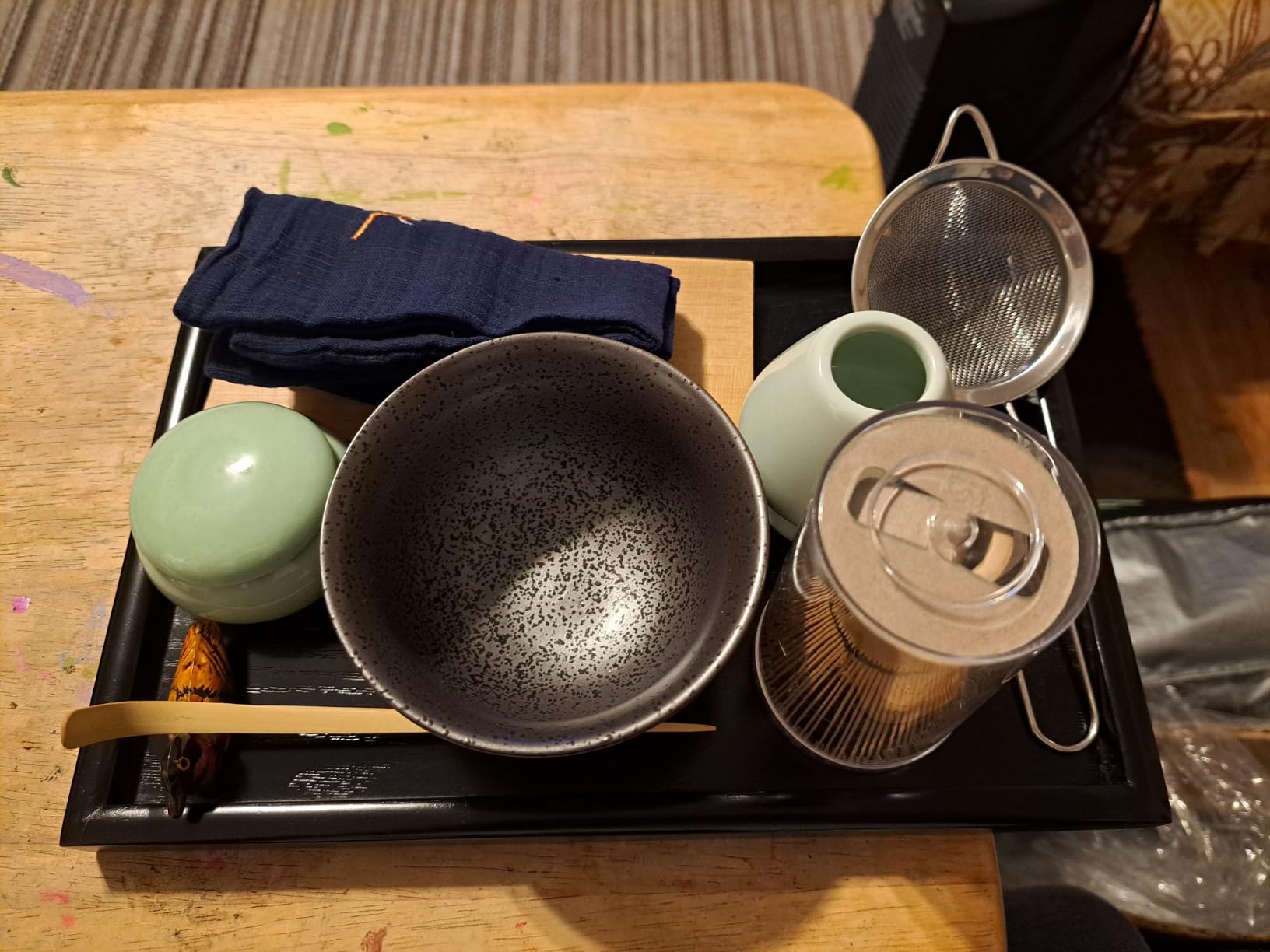 Artcome Japanese Matcha Tea Set, Matcha Whisk, Traditional Scoop, Matcha Bowl, Black Bamboo Tray, Ceramic Whisk Holder, Matcha Caddy, Handmade Matcha Ceremony Kit (10Pcs) customer photo 2