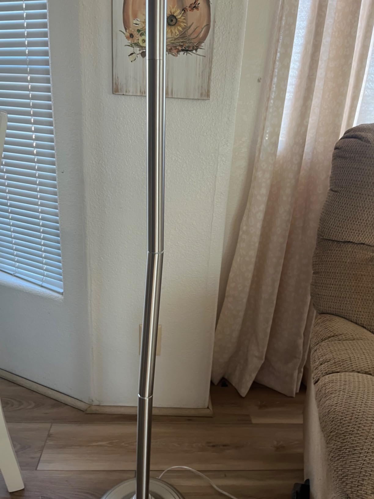 LIGHTACCENTS Floor Lamp, 72-Inch Standing Torchiere Lamp with Brushed Nickel Finish and White Alabaster Glass Shade for Living Room, Bedroom, or Corner Lighting customer photo 2