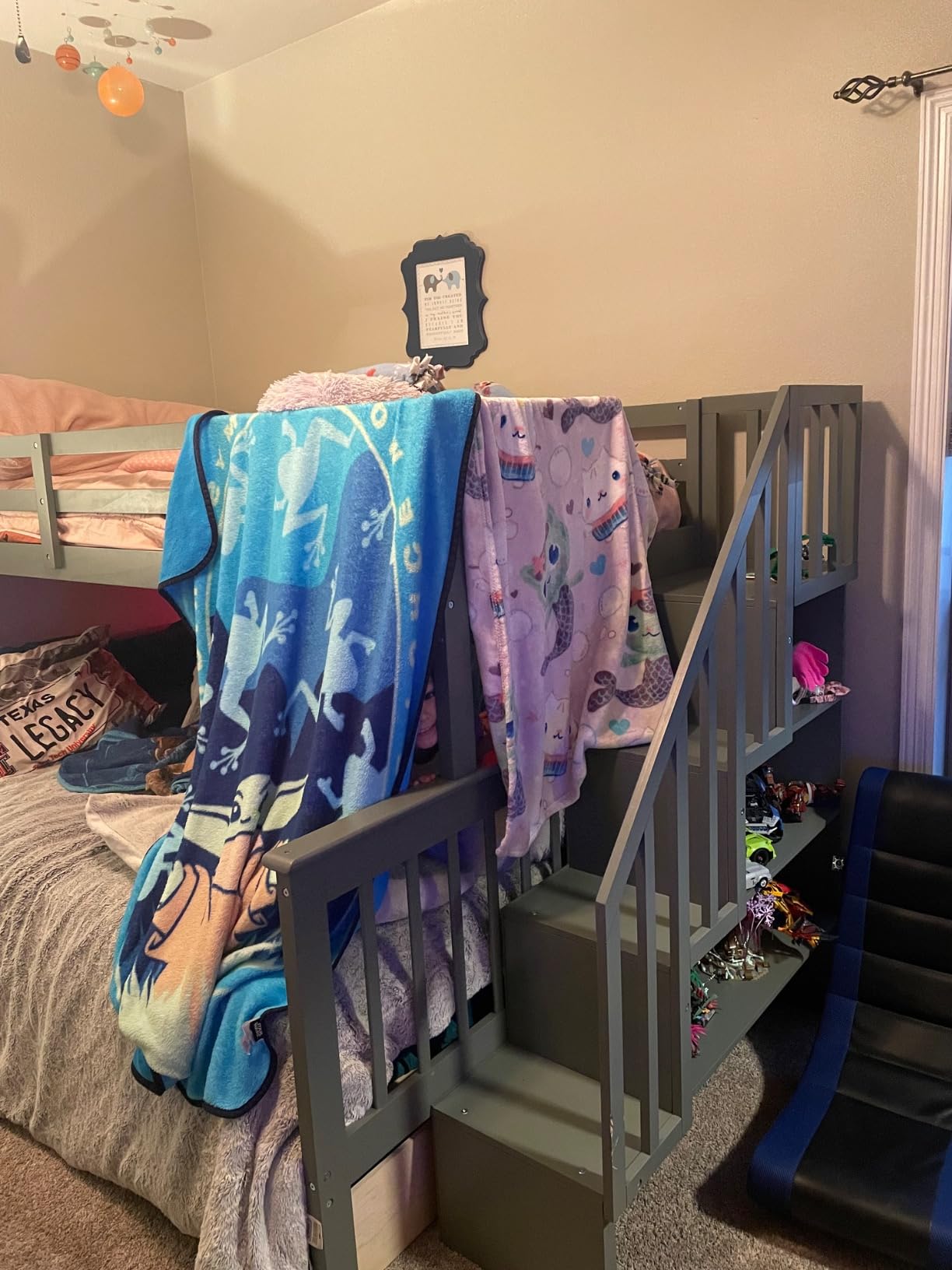 MERITLINE Twin Over Full Bunk Bed with Stairs and Storage Drawers, Wooden Bunk Bed Frame with Full-Length Guardrails, Detachable Bunk Beds for Kids (White) customer photo 2