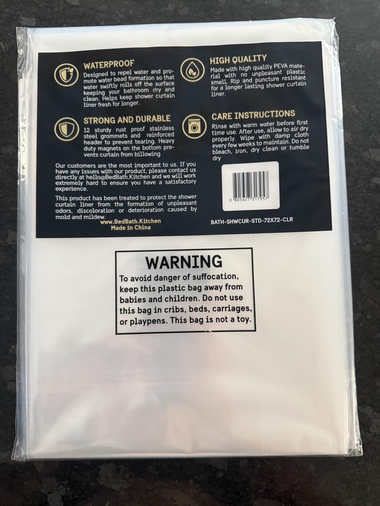 BigFoot Clear Shower Curtain - 72x72 Odorless Plastic with Magnets, Washable Long Bathroom Curtain - Premium PEVA Waterproof Bath Curtain, Rust-Proof Bathroom Essentials customer photo 2