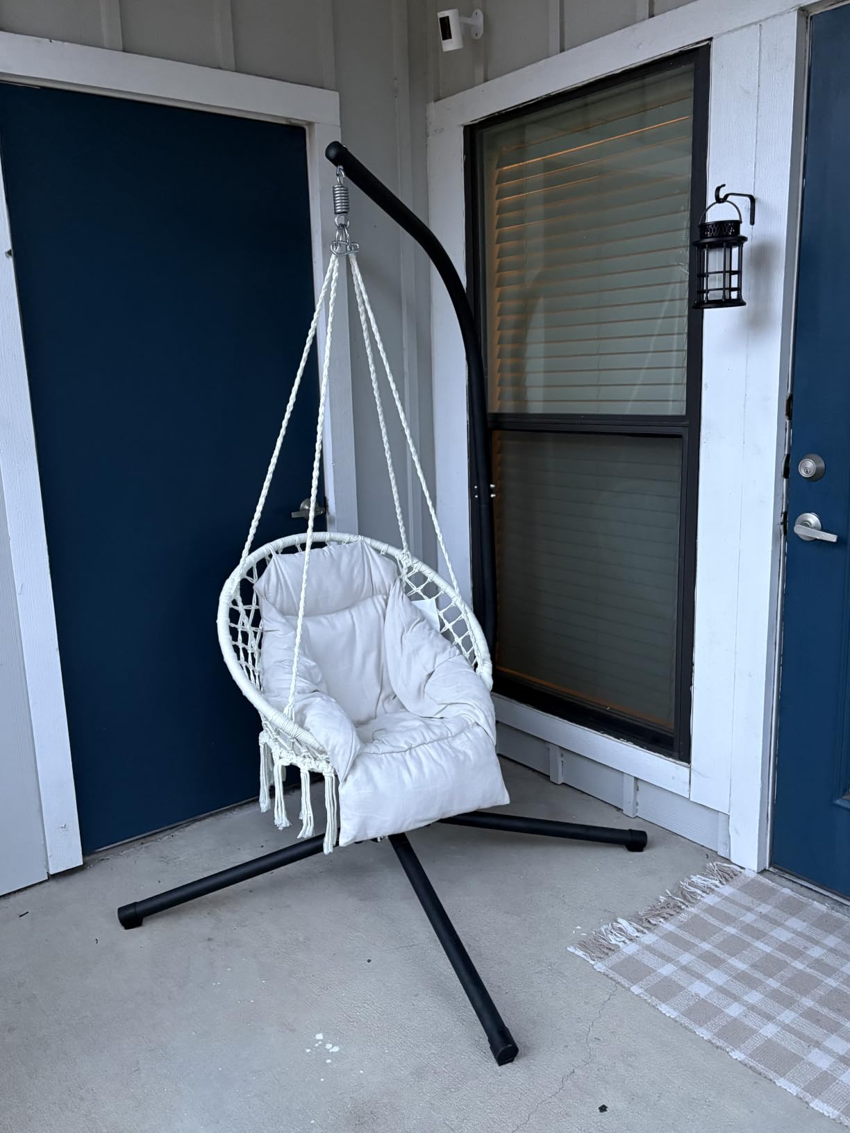 SONGMICS Hanging Chair, Hammock Chair with Large, Thick Cushion, Boho Swing Chair for Bedroom, Patio, Balcony, Garden, Holds up to 264 lb, Accessories Included, Cream White UGDC042M01 customer photo 2