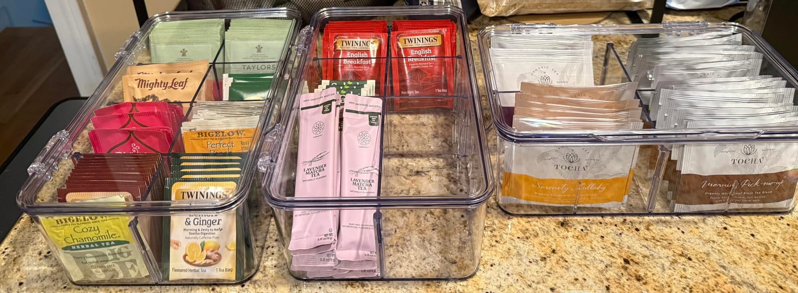 Utopia Home Tea Bag Organizer with Lids, Stackable Tea Box, 3 Pack, Clear | Partition Organizers with Lids For Drawers, Countertops, Fridge, Kitchen, Snack & Spice Organization customer photo 1