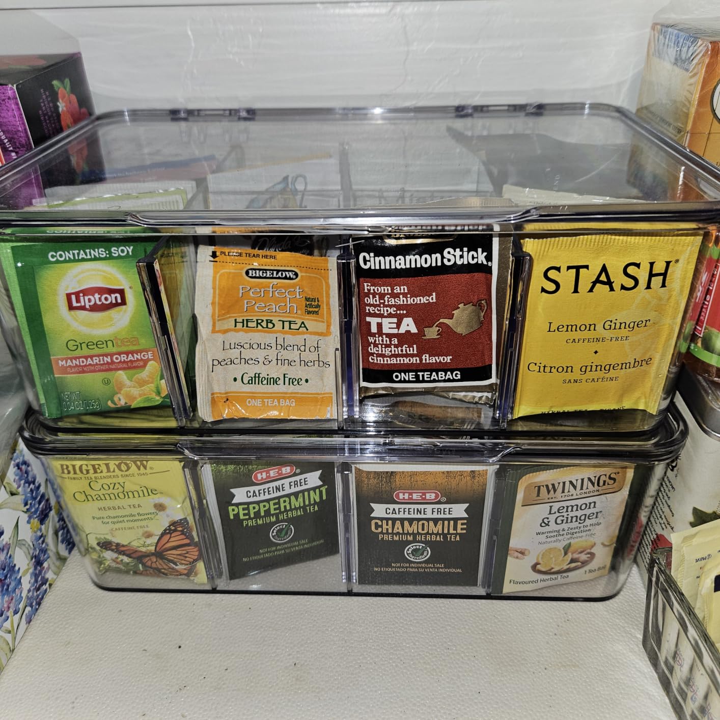Utopia Home Tea Bag Organizer with Lids, Stackable Tea Box, 3 Pack, Clear | Partition Organizers with Lids For Drawers, Countertops, Fridge, Kitchen, Snack & Spice Organization customer photo 2