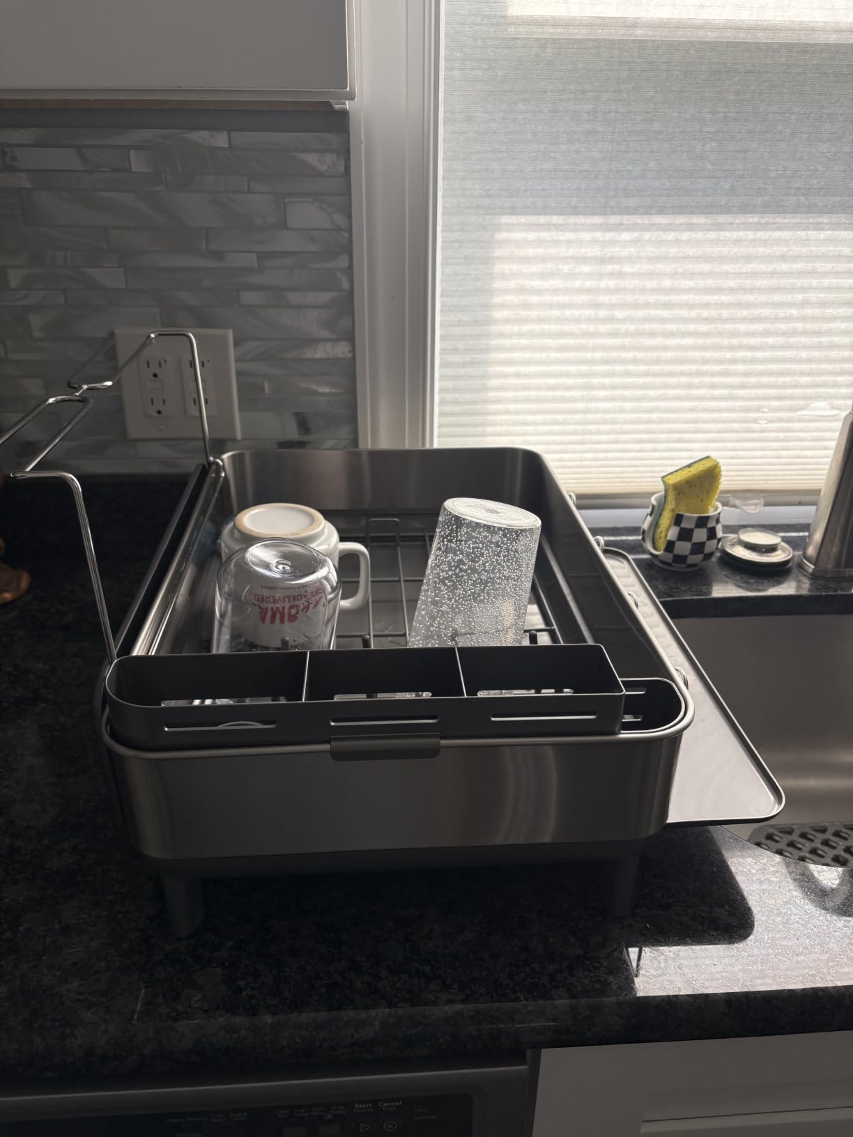 simplehuman Steel Frame Dishrack, Large Capacity Dish Drying Rack, 360º Easy Drain Swivel Spout, Utensil & Wine Glass Holder, Anti-Residue Coating, Moisture Control Surface, Brushed Stainless Steel customer photo 1