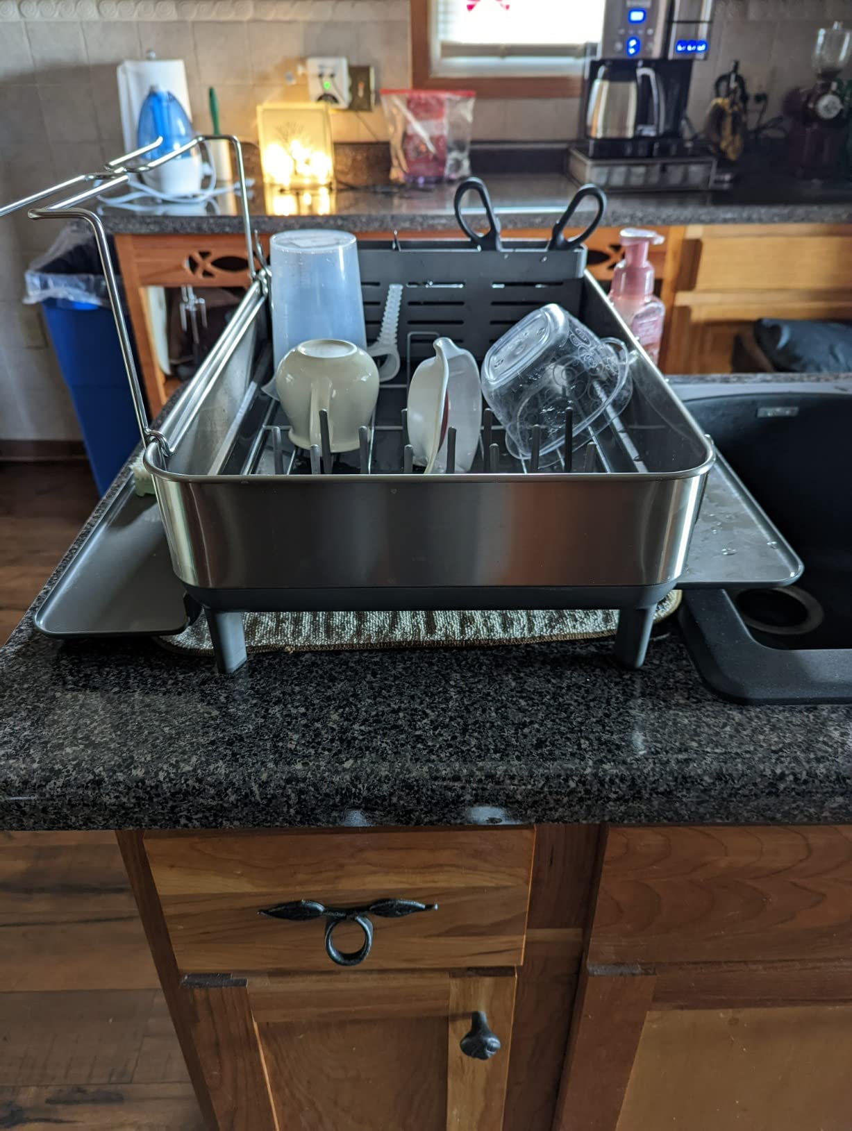 simplehuman Steel Frame Dishrack, Large Capacity Dish Drying Rack, 360º Easy Drain Swivel Spout, Utensil & Wine Glass Holder, Anti-Residue Coating, Moisture Control Surface, Brushed Stainless Steel customer photo 2