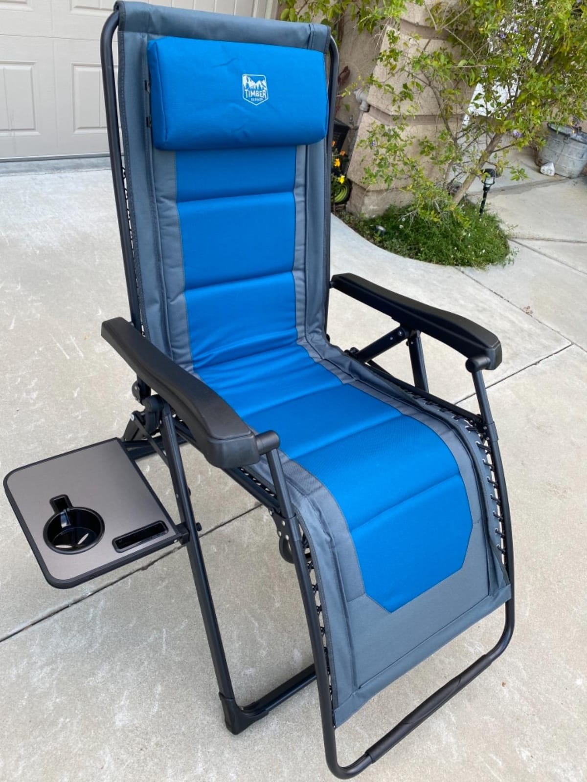 TIMBER RIDGE Zero Gravity polyester Chair Oversized Recliner 350lbs Capacity Patio Lounge Chair Padded Lawn Chair with Headrest XXL for Outdoor, Camping, Patio, Lawn, Blue customer photo 1