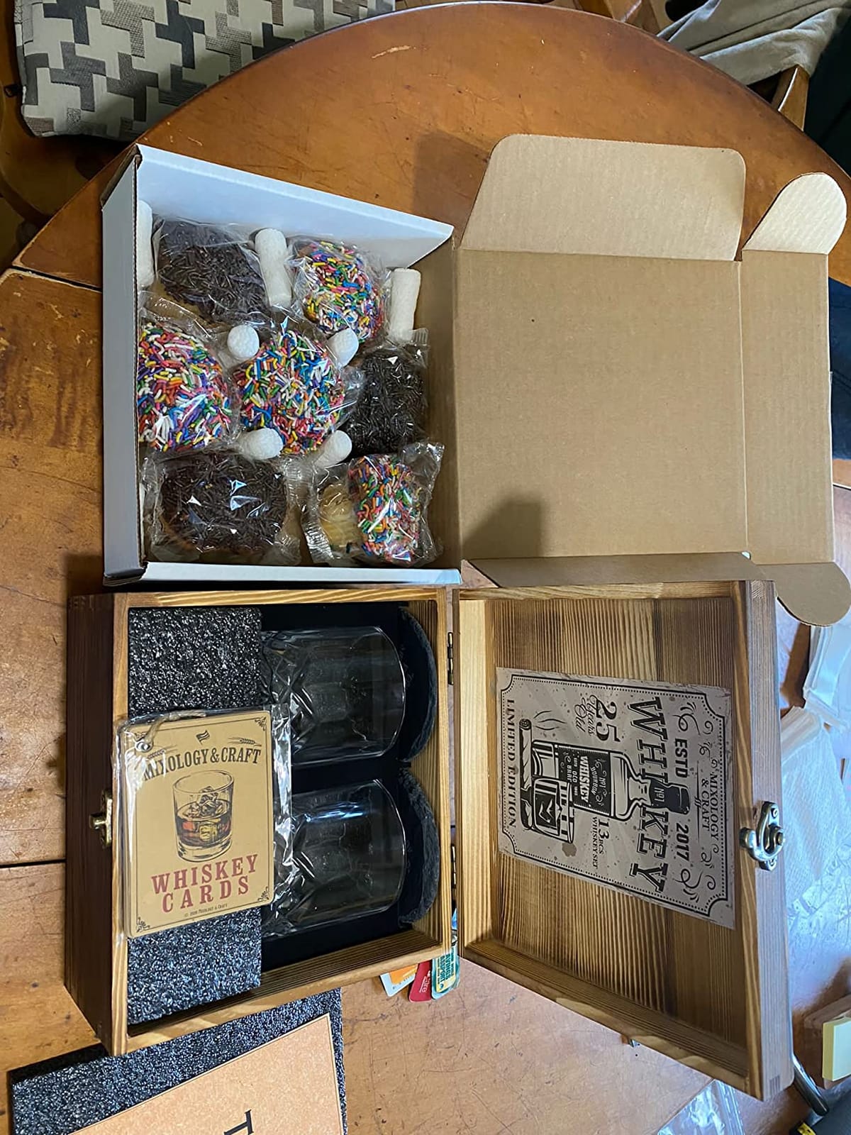 Mixology & Craft Whiskey Stones Gift Set: with Two 10oz Lead-Free Crystal Whiskey Glasses, 8 Whiskey Stones with Velvet Bag, 2 Slate Coasters & Recipe Cards in Wooden Crate customer photo 1