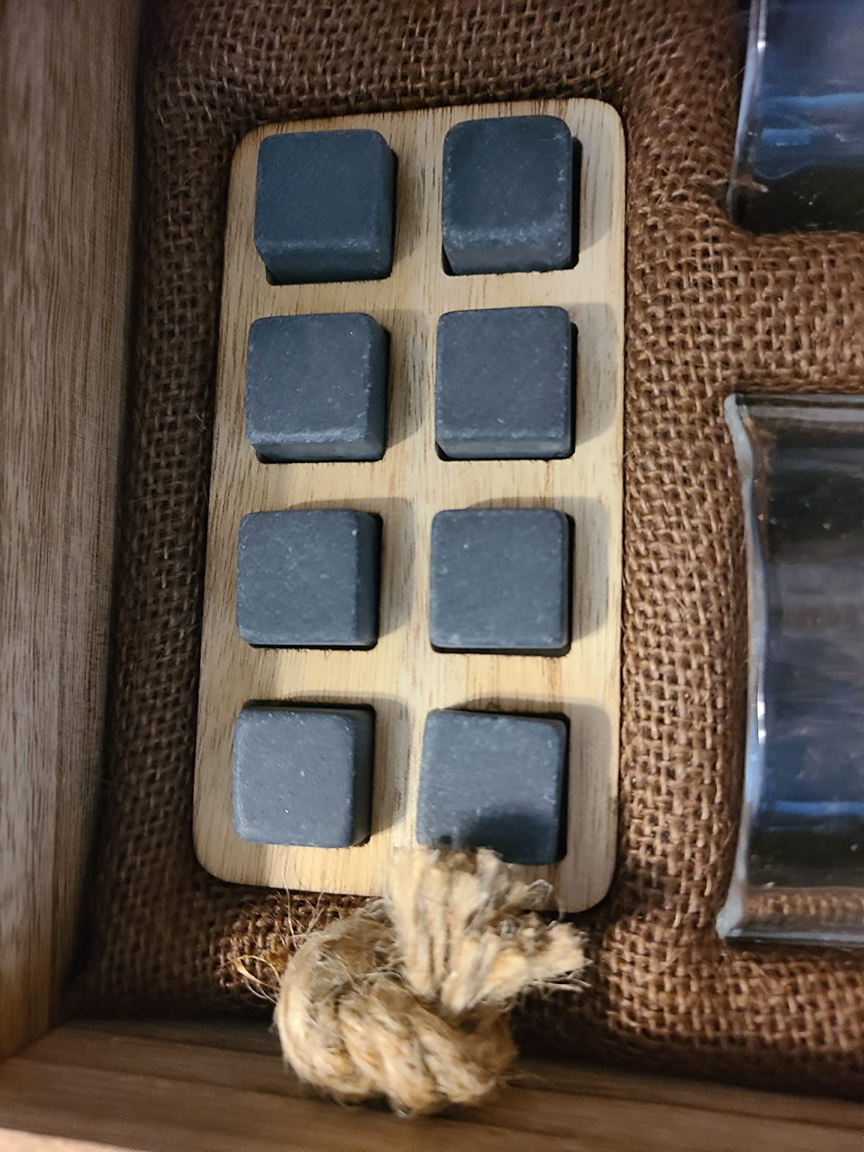 Mixology & Craft Whiskey Gift Set - Includes 2 Lead-Free Crystal Glasses, 8 Granite Chilling Stones, 2 Slate Coasters, Metal Tongs & Recipe Cards with a Wooden Army Crate Box customer photo 1