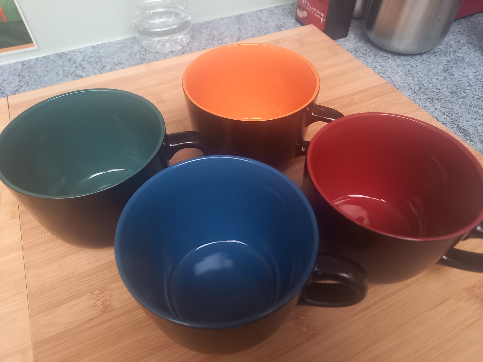 GBhome Jumbo Soup Mugs with Handles, 24 Oz Large Coffee Mugs Set of 4, Ceramic Soup bowls, Microwave safe - Matte Black, Colorful Inside customer photo 2
