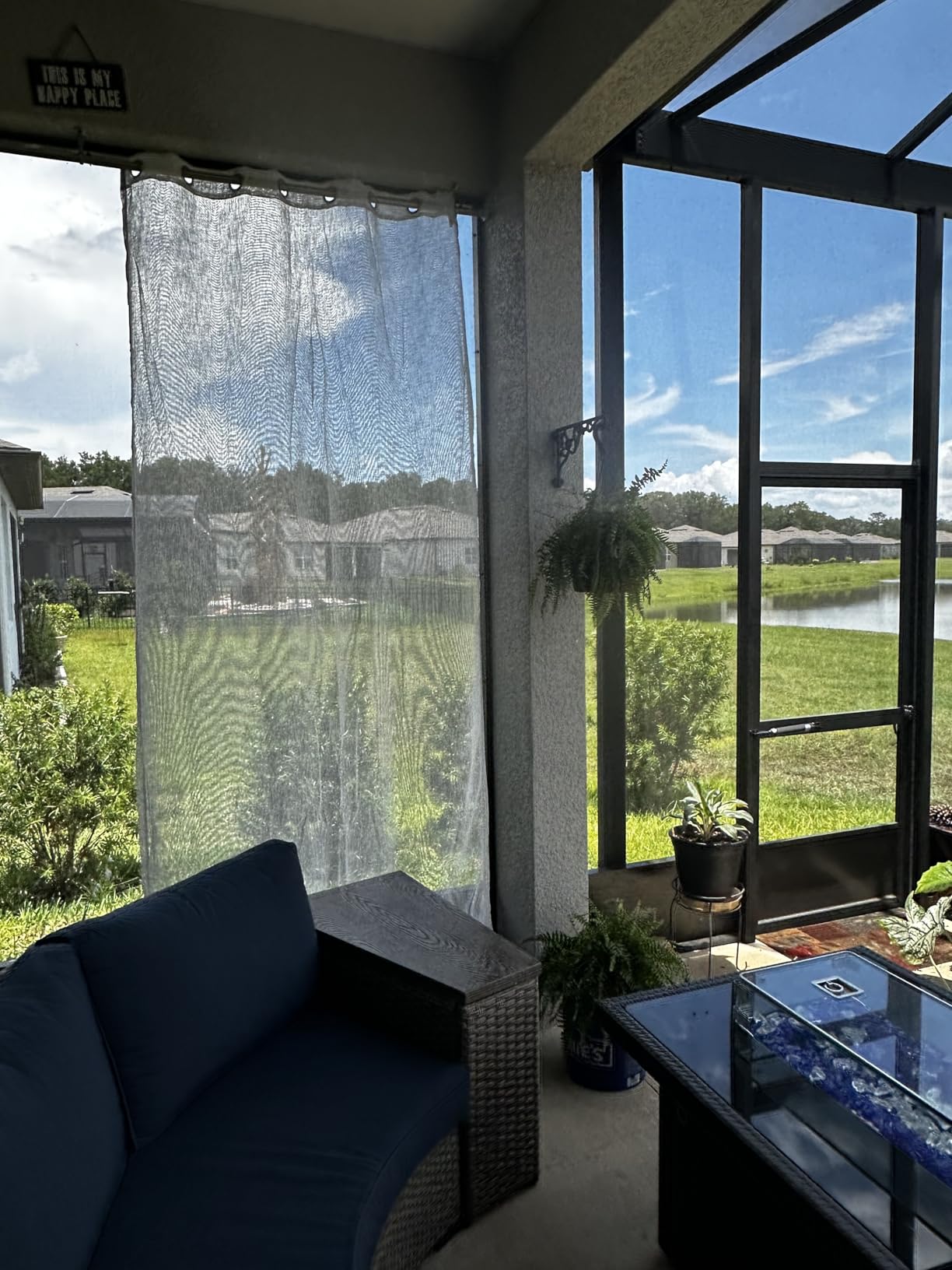 LORDTEX Burlap Linen Look Outdoor Curtain for Patio 2 Panels | Waterproof Sheer Curtains for Pergola, Porch, Cabana, Gazebo Grommet Indoor/Outdoor Voile Sheer Drapes (52 x 84 inch, Linen) customer photo 2
