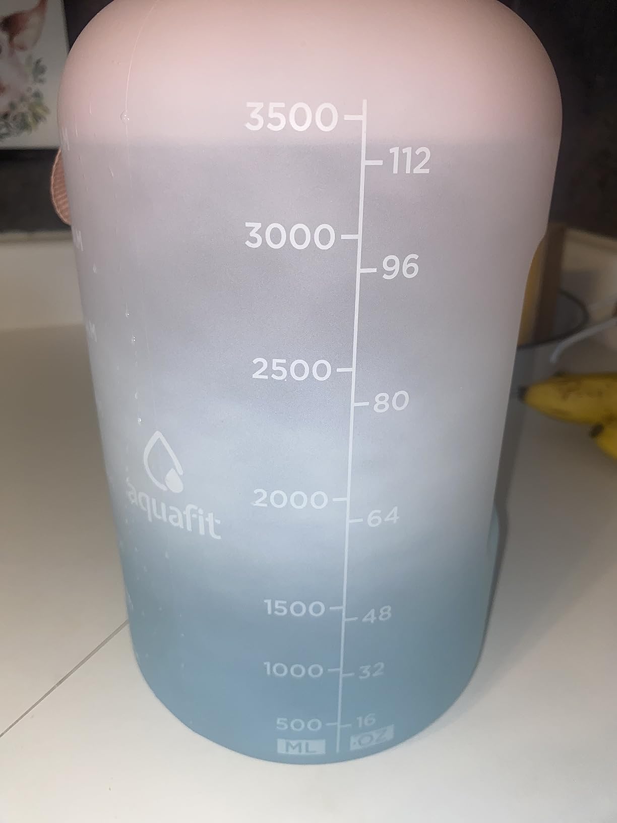 AQUAFIT 1 Gallon Water Bottle with Time Marker | BPA Free 128 oz Water Bottle with Straw and Chug Lids - Leakproof Gym Water Bottle with Carry Handle (Gray) customer photo 1
