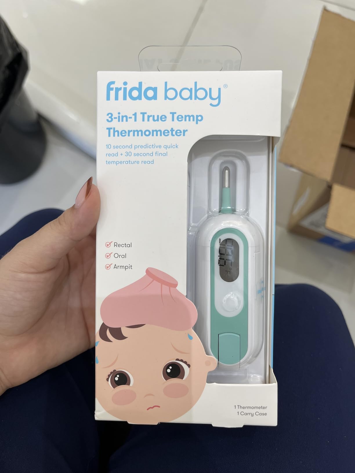 Frida Baby 3-in-1 Rectal, Underarm & Oral Thermometer for Kids, Digital Baby Thermometer for Infants, Toddlers, & Kids, Quick & Accurate Temperature Check, Includes Carrying Case for Storage customer photo 2