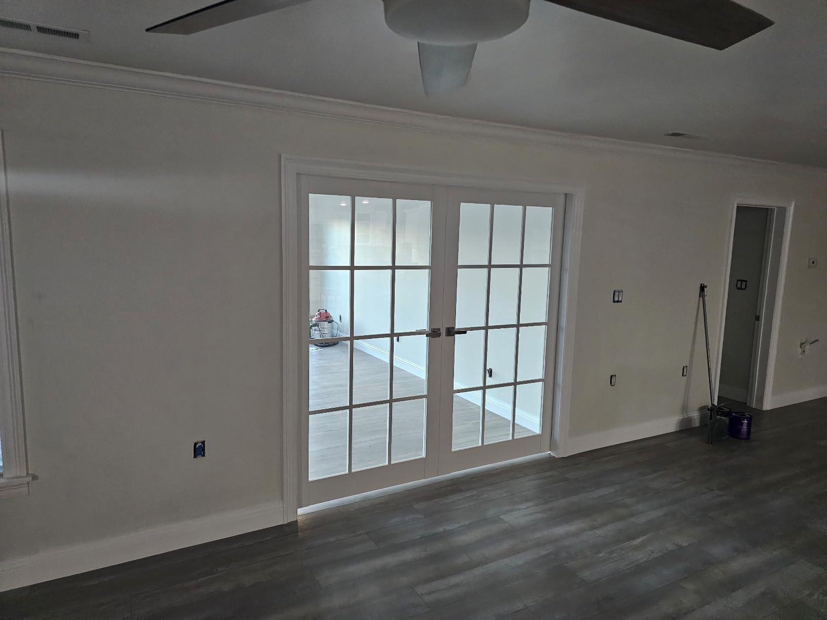 Solid French Double Doors 84 x 80 inches Clear Glass 3 Lites, Felicia 3355 White Silk, Wood Solid Panel Frame Trims, Closet Bedroom Sturdy Doors customer photo 1