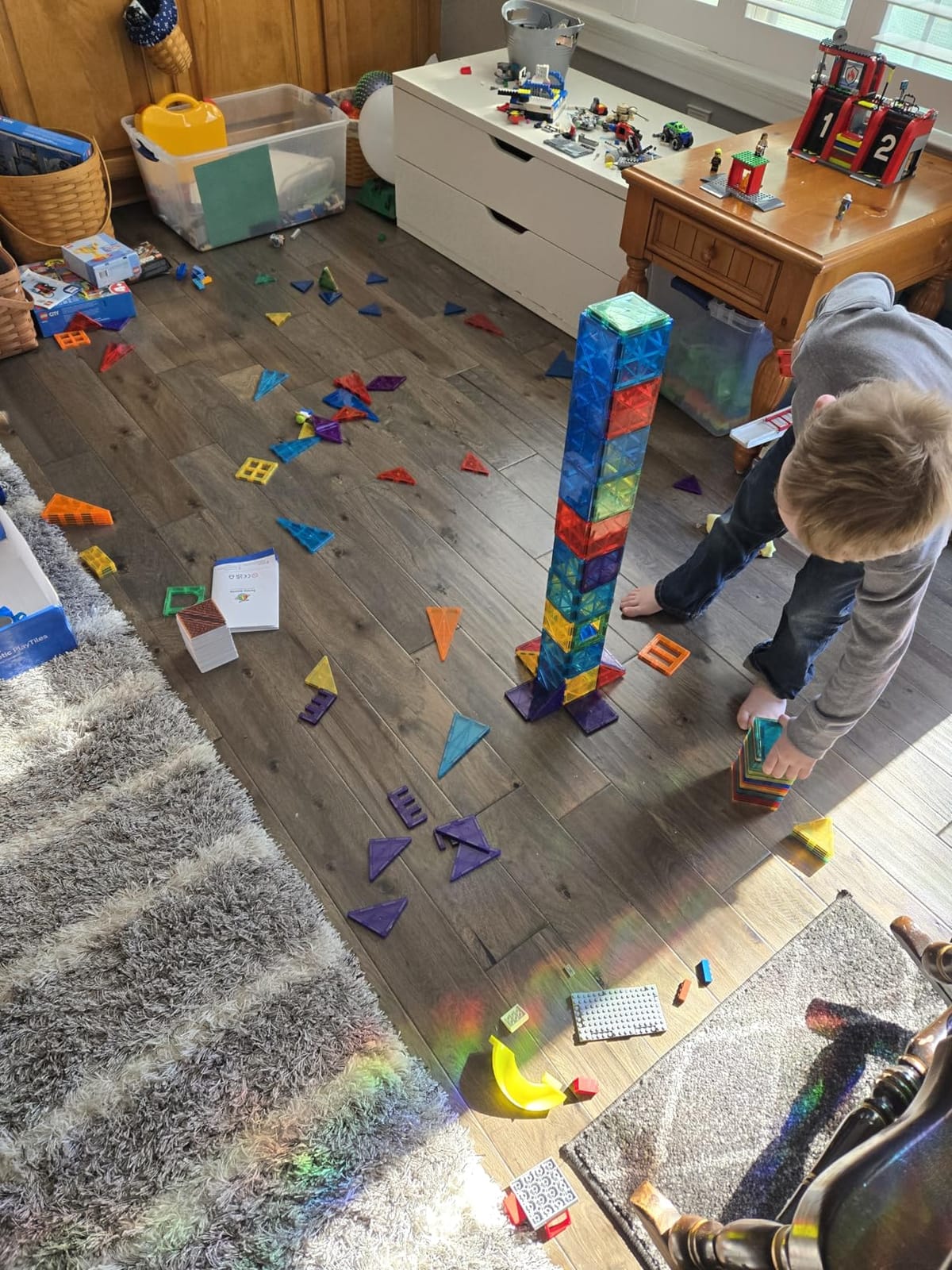 SUNNY AUNTIE Magnetic Tiles STEM Toys Building Set, Ages 3+ - 125 Pieces with 2 Cars & Guide Booklet customer photo 1