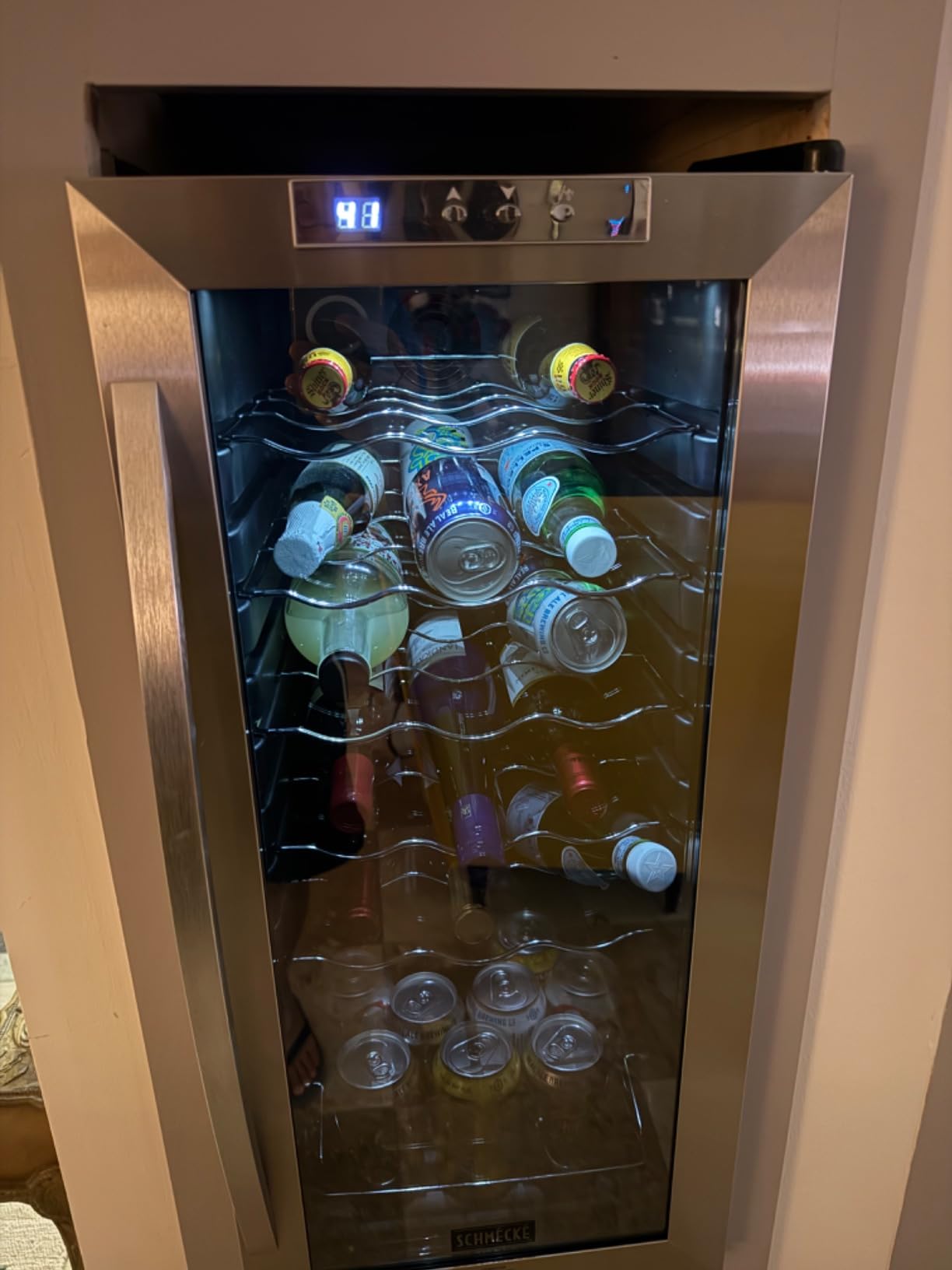 SCHMECKE 33 Bottle Dual Zone Wine Cooler Refrigerator w/Lock | Large Freestanding Wine Cellar | 41f-64f Digital Temperature Control Wine Fridge For Red, White, Champagne or Sparkling Wine - Black customer photo 2