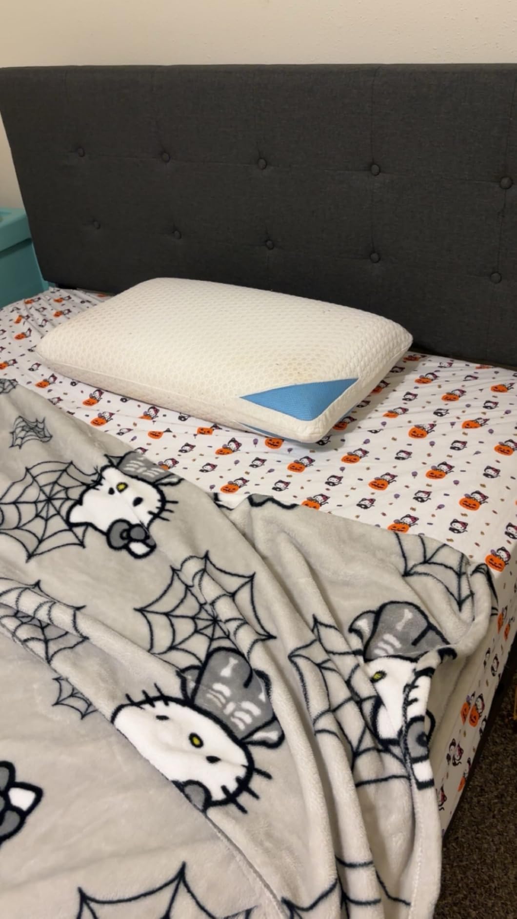 Allewie Upholstered Queen Size Platform Bed Frame with 4 Storage Drawers and Headboard, Square Stitched Button Tufted, Mattress Foundation with Wooden Slats Support, No Box Spring Needed, Dark Grey customer photo 1
