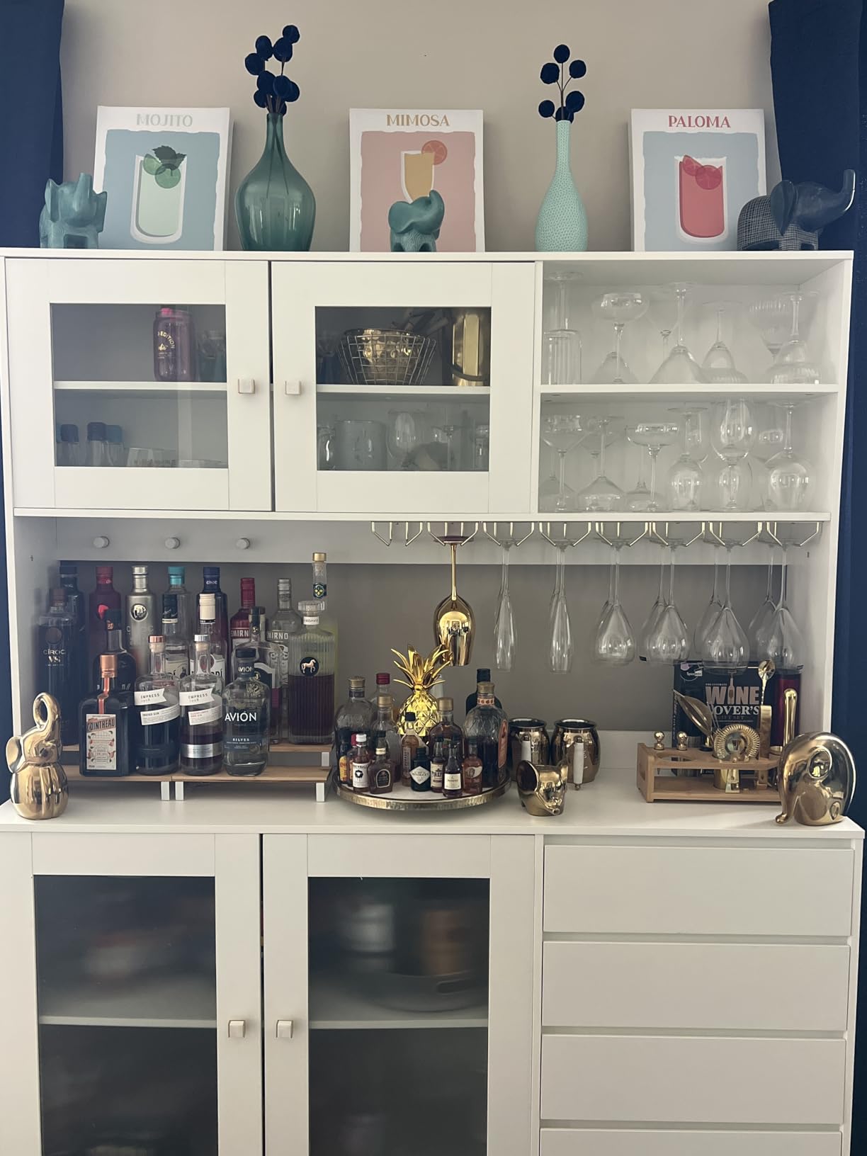 10.8 Inch Black Wine Glass Rack, Under Cabinet Wine Glass Holder, Metal Stemware Rack Hanger for Kitchen Storage (2 Pack) customer photo 2